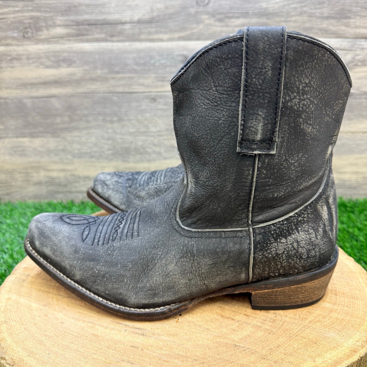 Roper Women - Size 8.5 - Black Distressed Ankle Boots