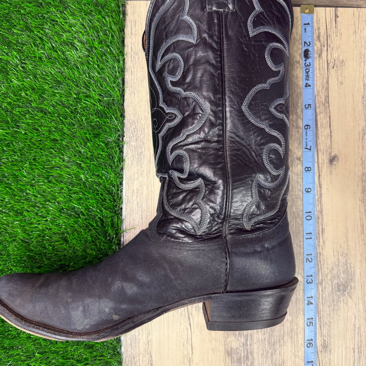 Nocona Men - Size 12B - Vintage Black Exotic Skin Cowboy Boots Style 2501 37 403