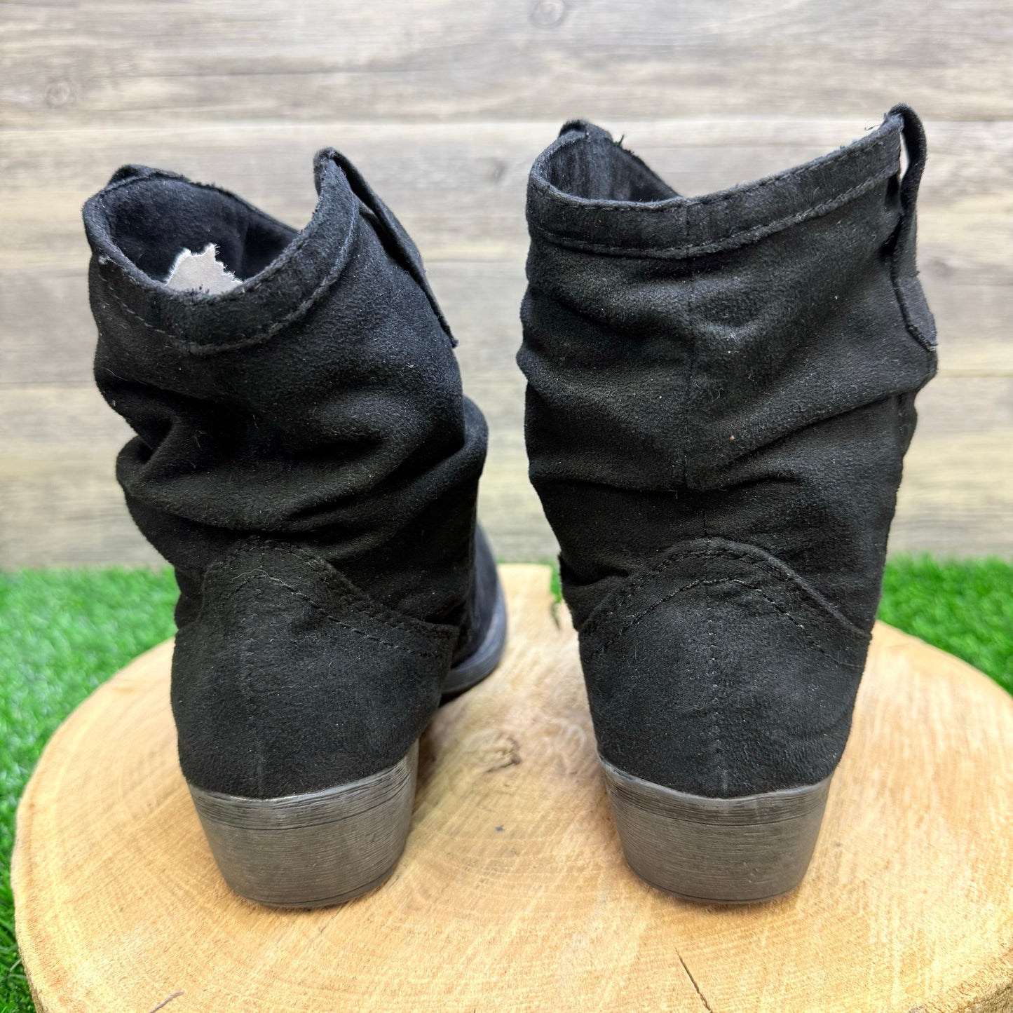 Trend Report Women - Size 8 - Black Faux Suede Ankle Boots 4895