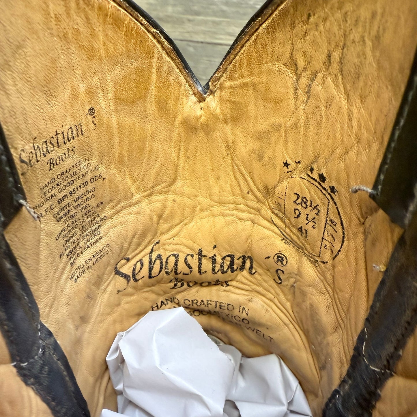 Sebastian’s Men - Size 9.5 - Black Cowboy Boots Made in Mexico