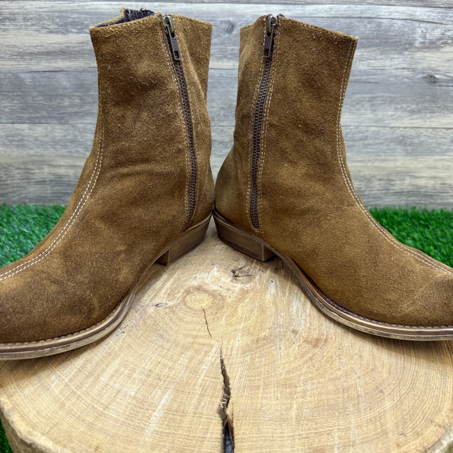 Boots Women - Size 9.5 - Brown Suede Ankle Zipper Boots