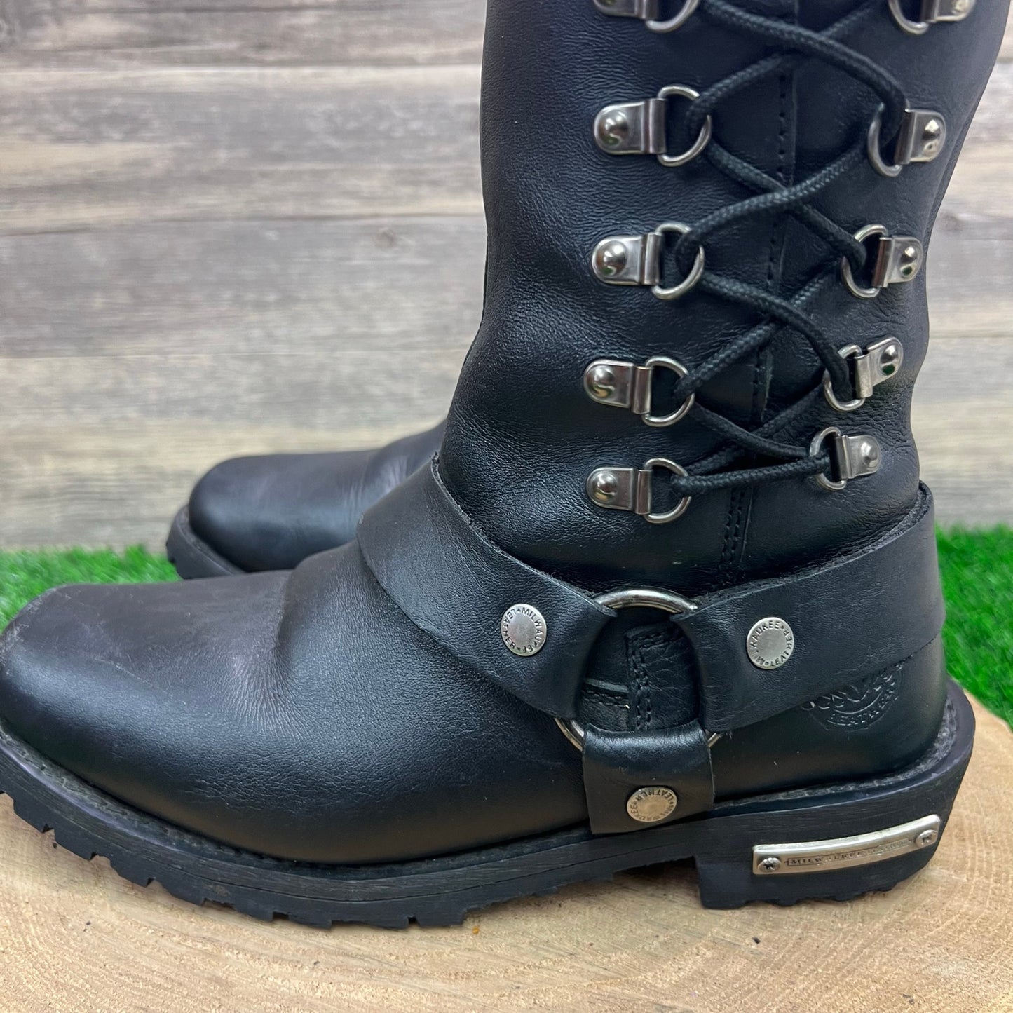 Milwaukee Women - Size 8 - Black Moto Harness Lace Boots MBL9365