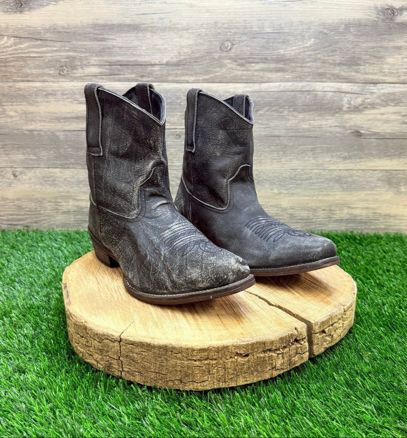 Roper Women - Size 8.5 - Black Distressed Ankle Boots