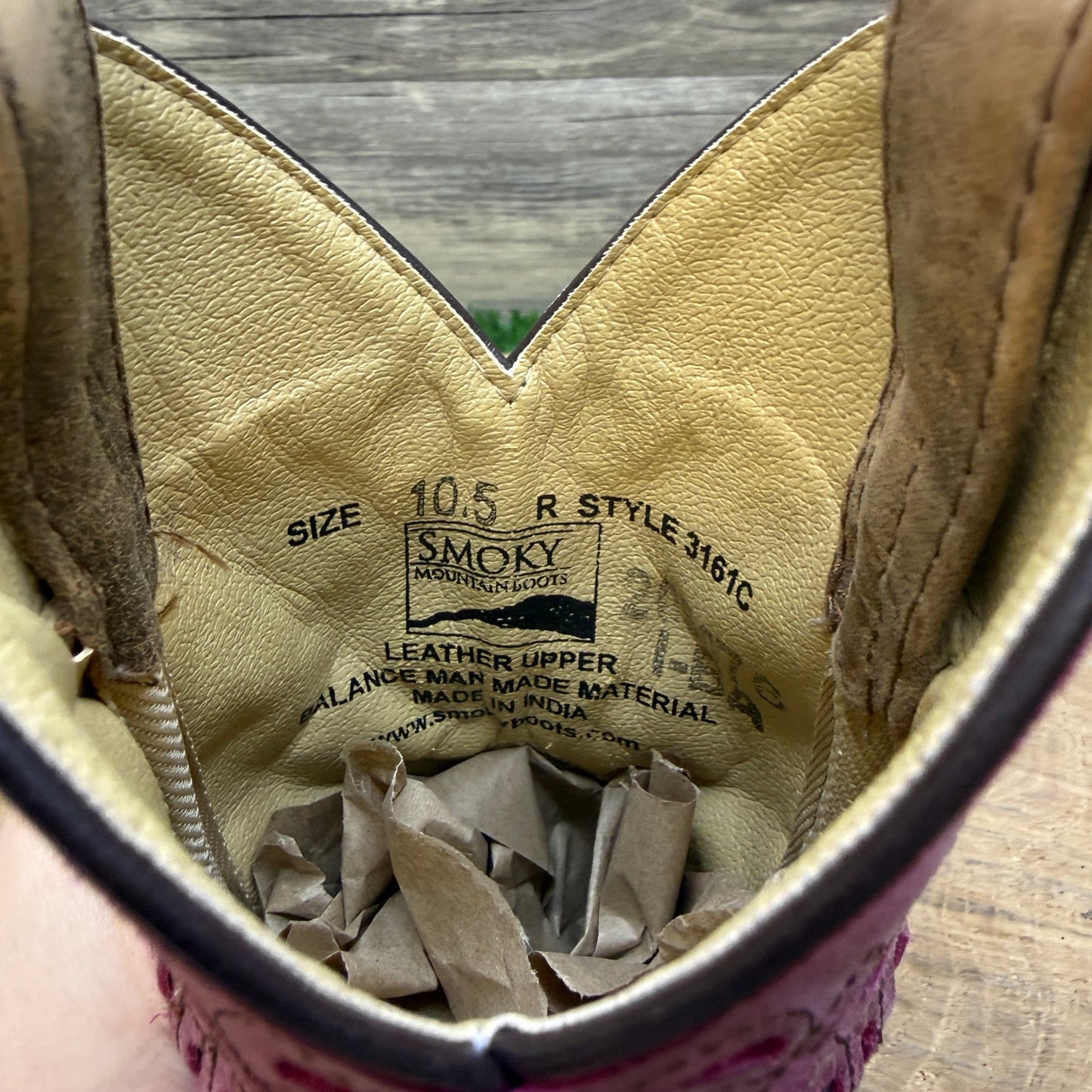 Smoky Mountain Youth - Size 10.5R - Tan/Pink Square Toe Cowboy Boots Style 3161C