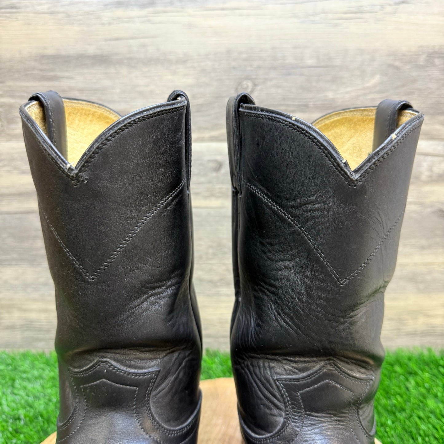 Justin Men - Size 9E - Vintage Black Roper Cowboy Boots 3133