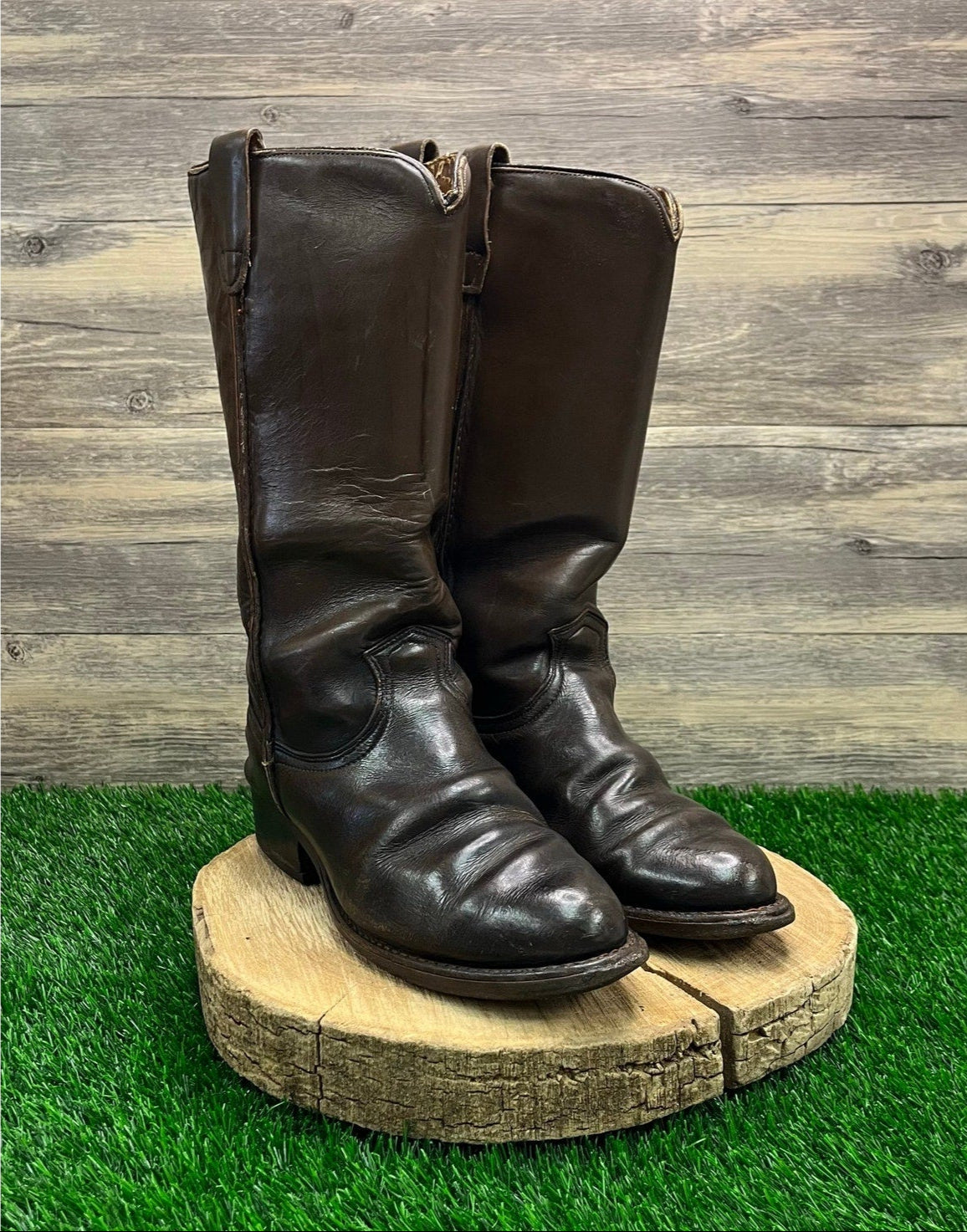 Unknown Men - Size 9.5D - Vintage Dark Brown Pull On Cowboy Boots Style 599