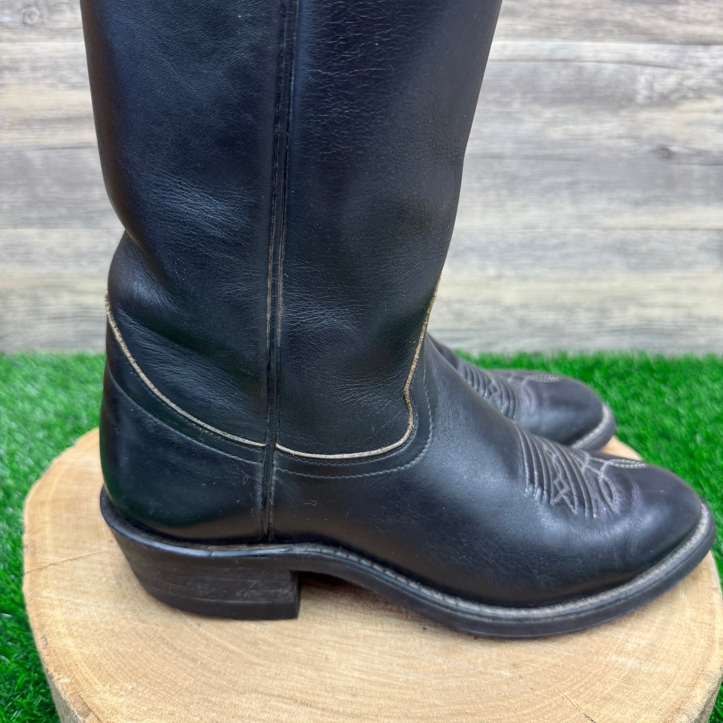 Hondo Boots Men - Size 7D - Vintage Black Cowboy Boots Style 7875