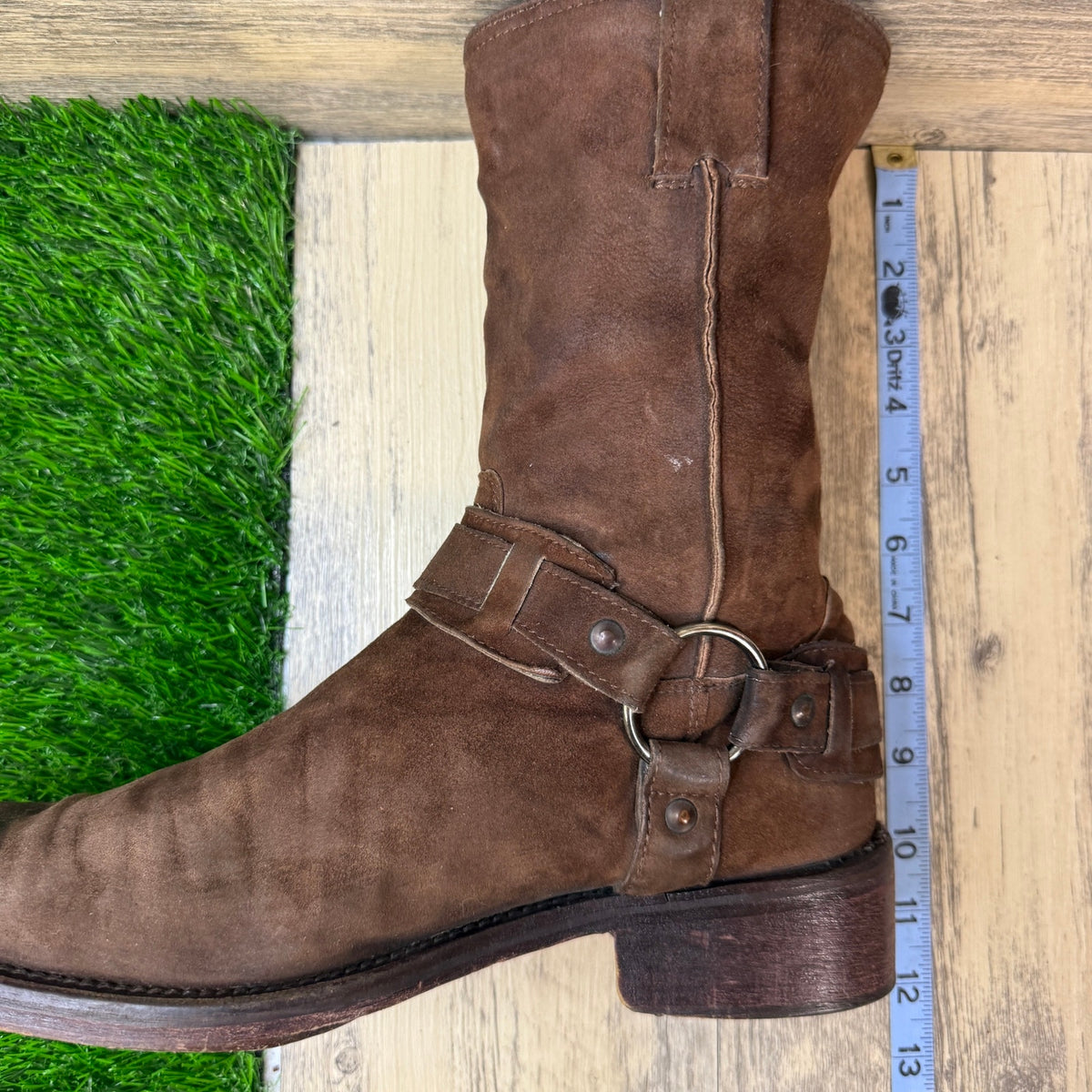 Kenneth Cole Men - Size 8 - Chocolate Suede Harness Square Toe Moto Boots M60903