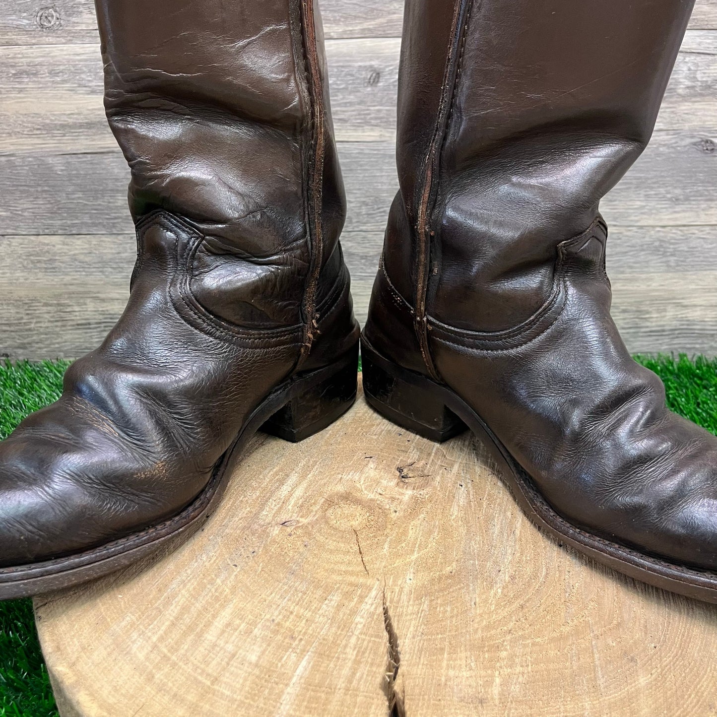 Unknown Men - Size 9.5D - Vintage Dark Brown Pull On Cowboy Boots Style 599