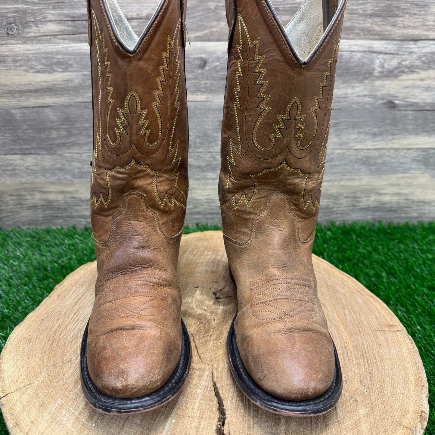 Old West Youth - Size 3.5 - Tan Cowboy Boots CCY1129G