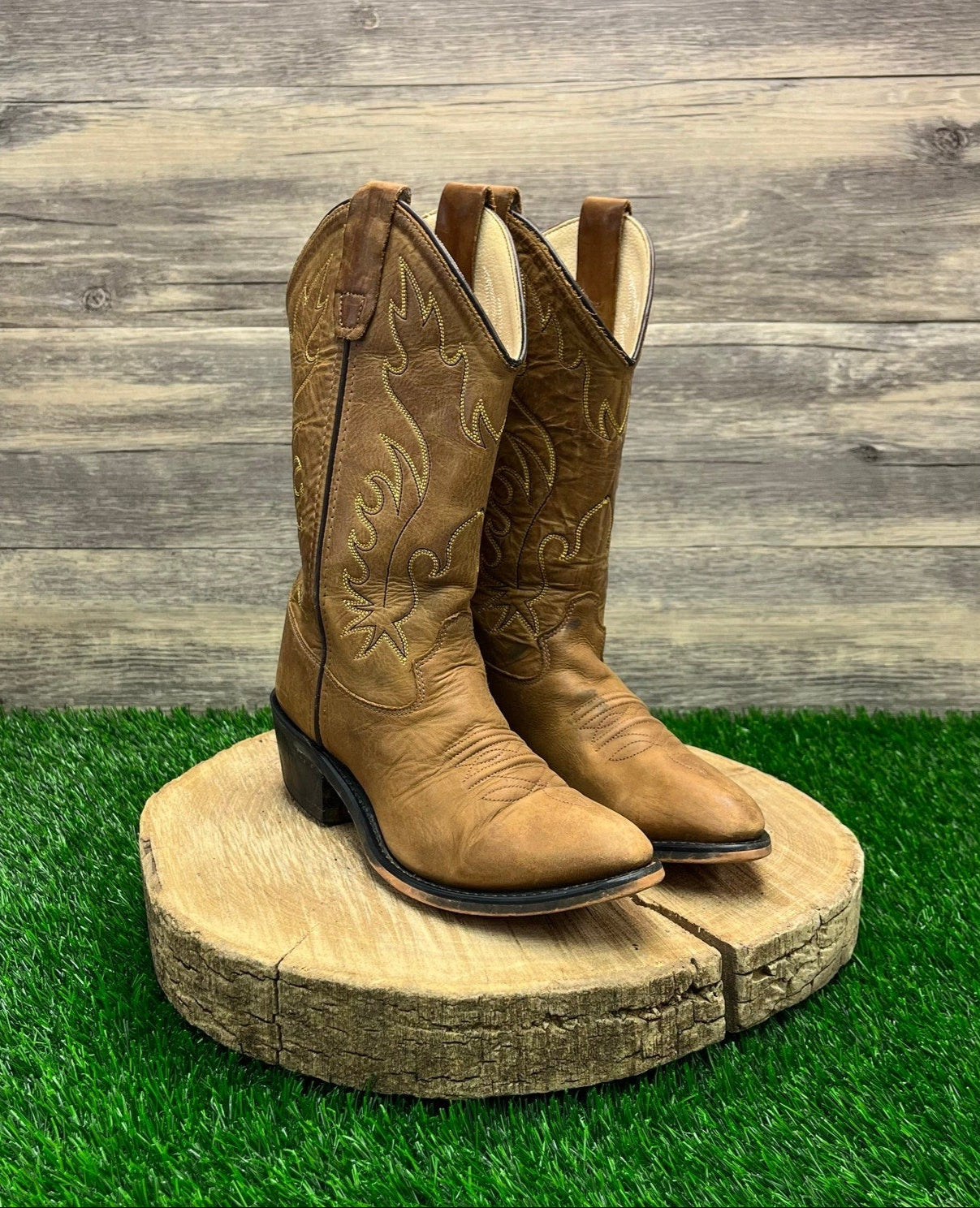 Old West Youth - Size 4.5 - Tan Cowboy Boots Style CCY8129G