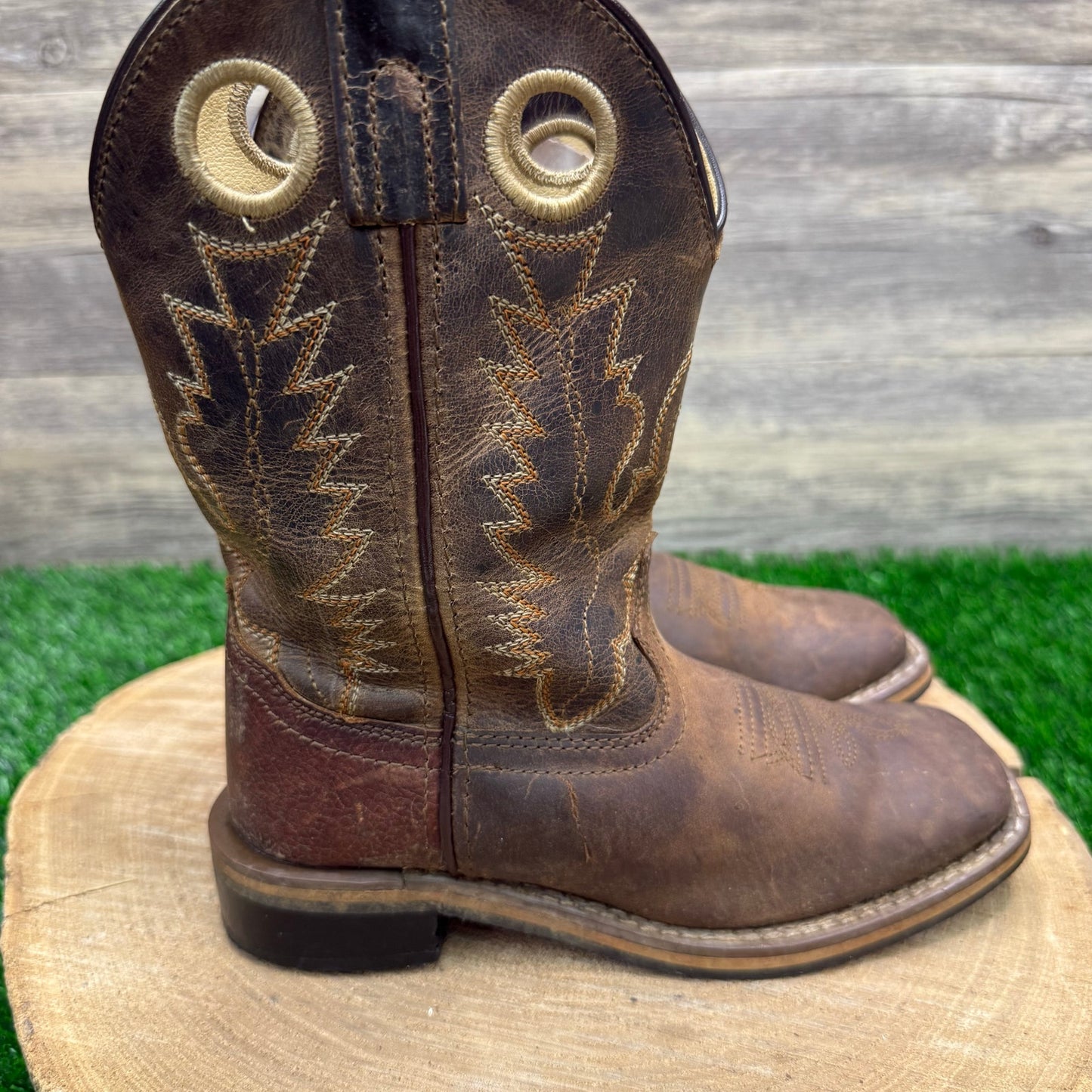 Smoky Mountain Youth - Size 1R - Brown Square Toe Cowboy Boots Style 3662C