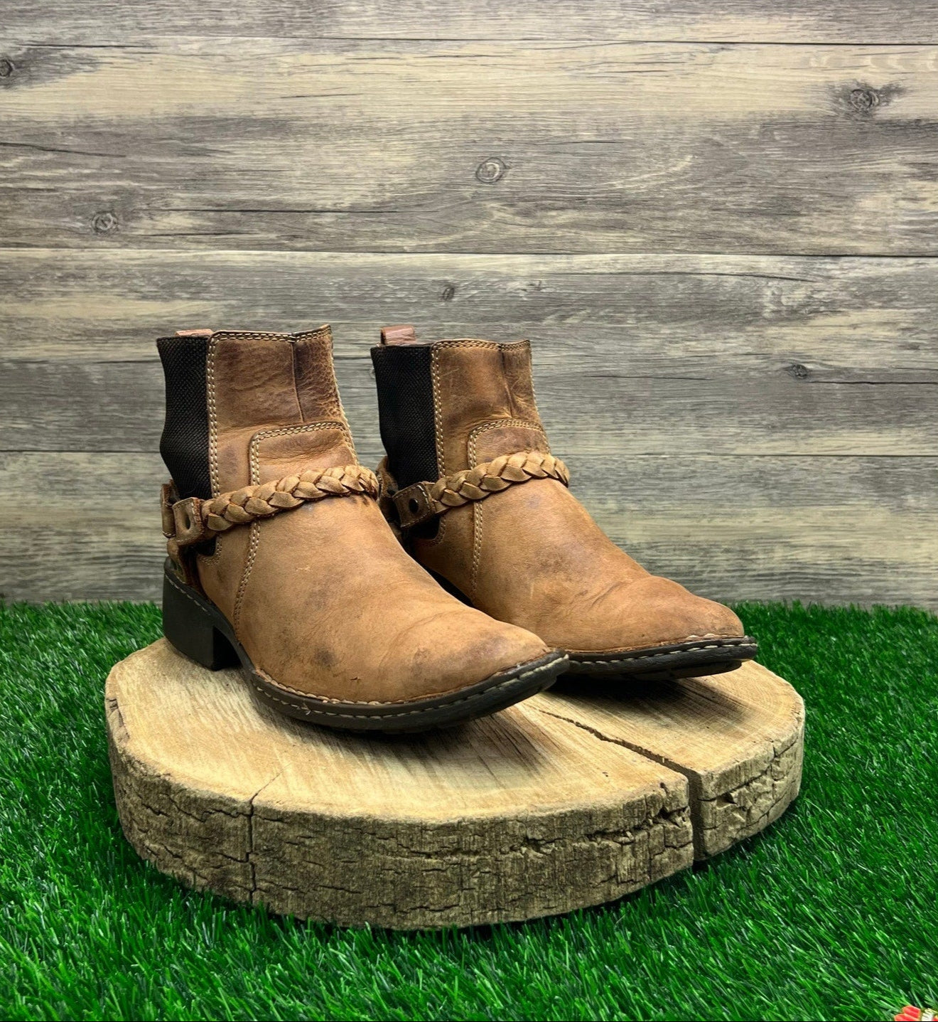 Born Women - Size 8 - Tan Harness Ankle Boots