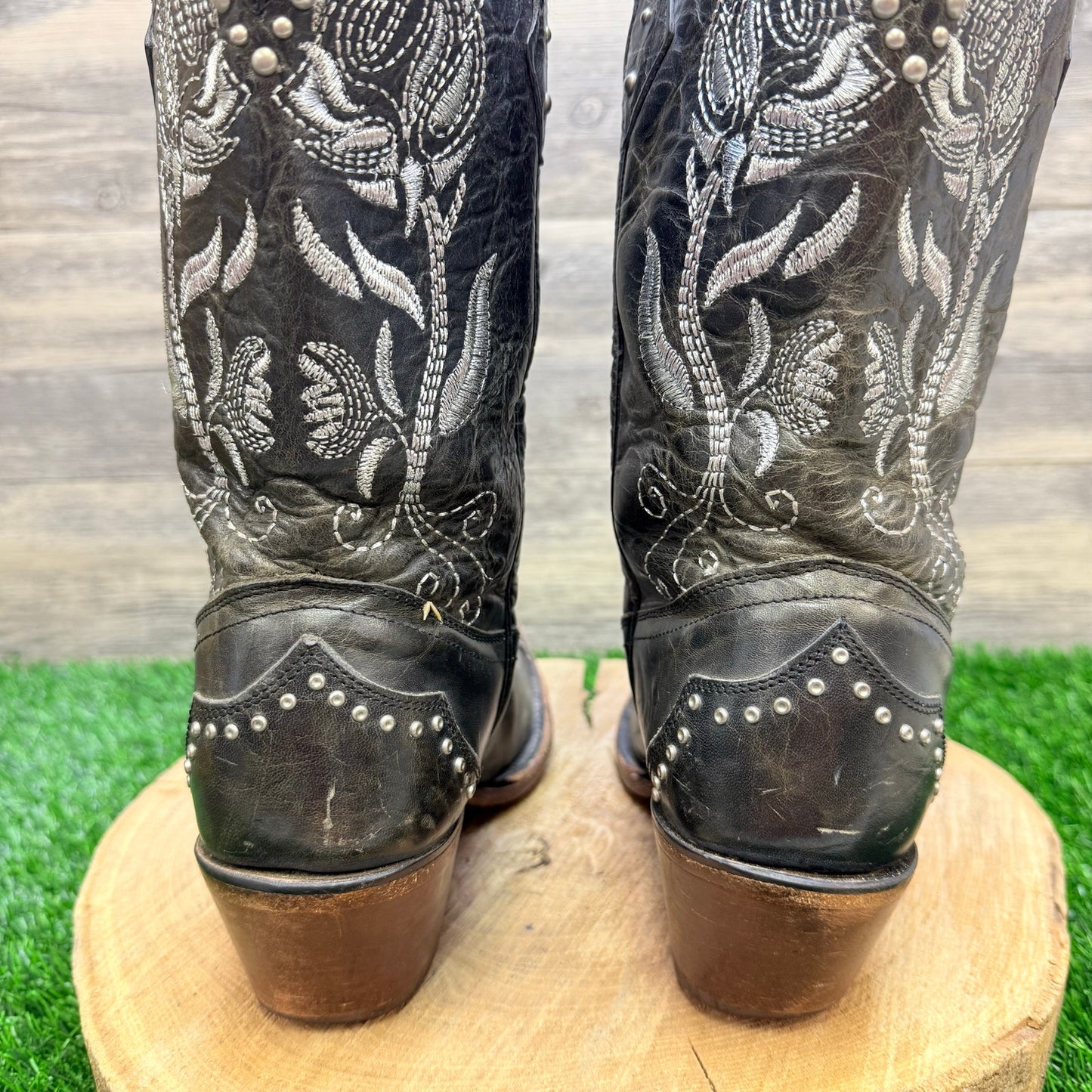 Lucchese Women - Size 9B - Black Challenger Distressed Cowboy Boots M5701