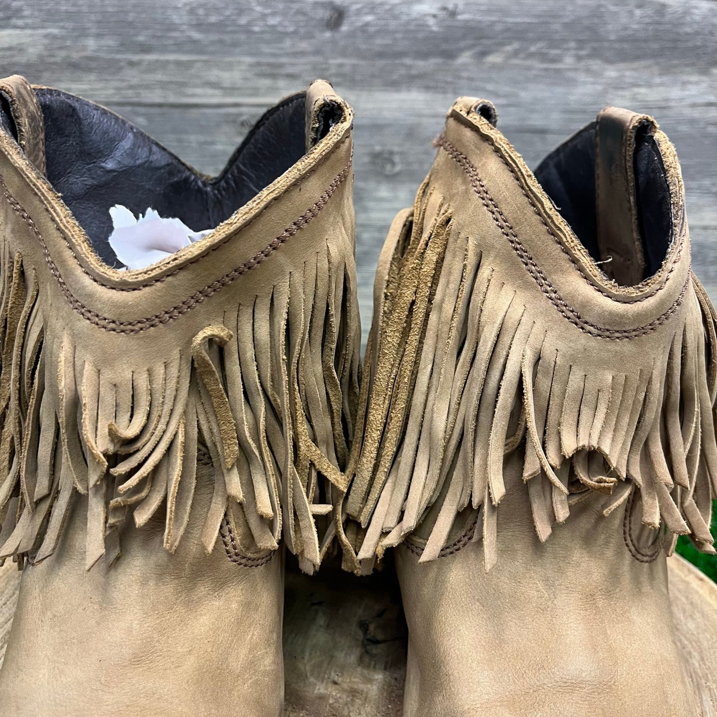 Liberty Black Women - Size 10 - Tan Fringe Ankle Cowboy Boots Style LB711312