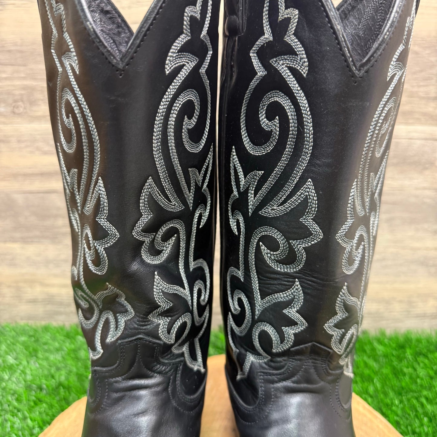 Justin Men - Size 8.5EE - Black Stitched Cowboy Boots Style 1408