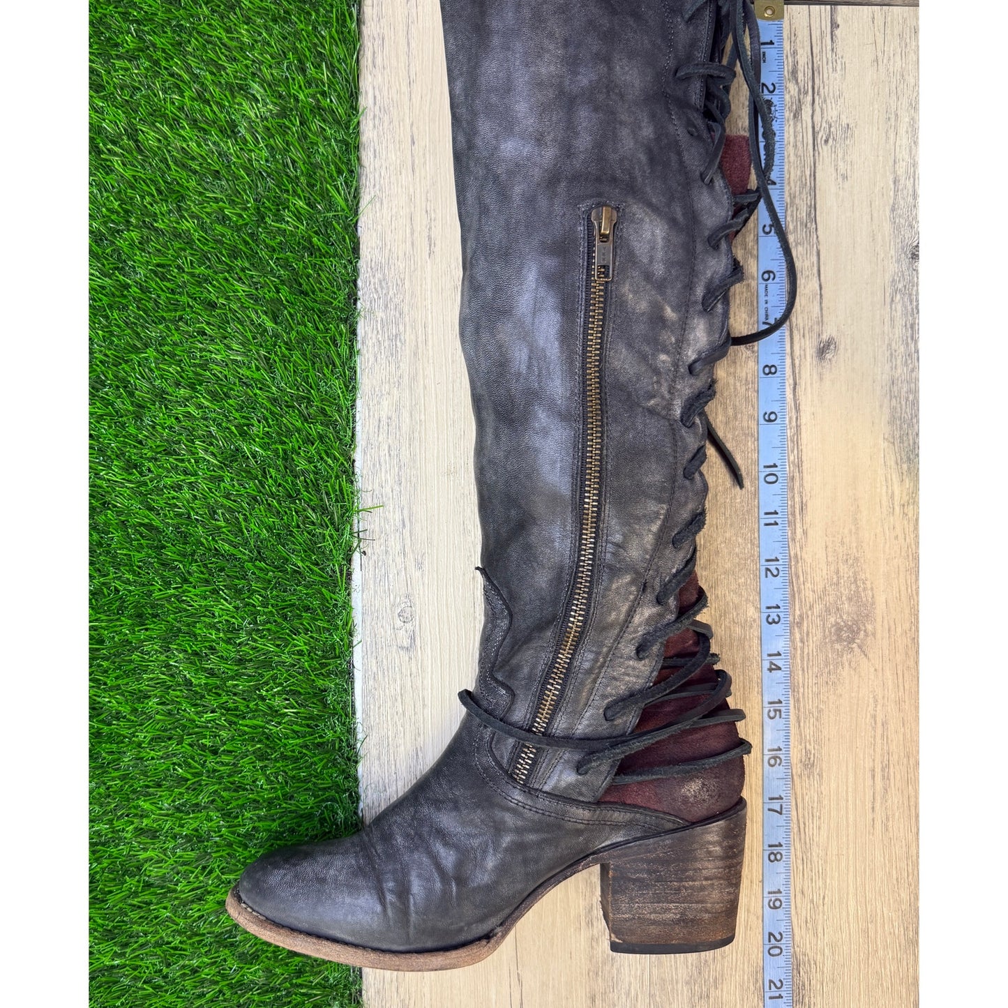 Freebird Women - Size 8 - Black Tall Lace Up Boots Style Coal 30457
