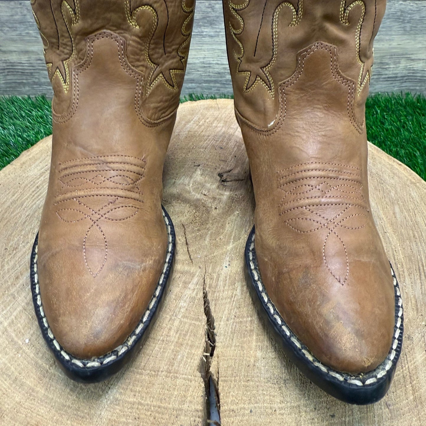 Old West Youth - Size 13D - Tan Cowboy Boots 8129