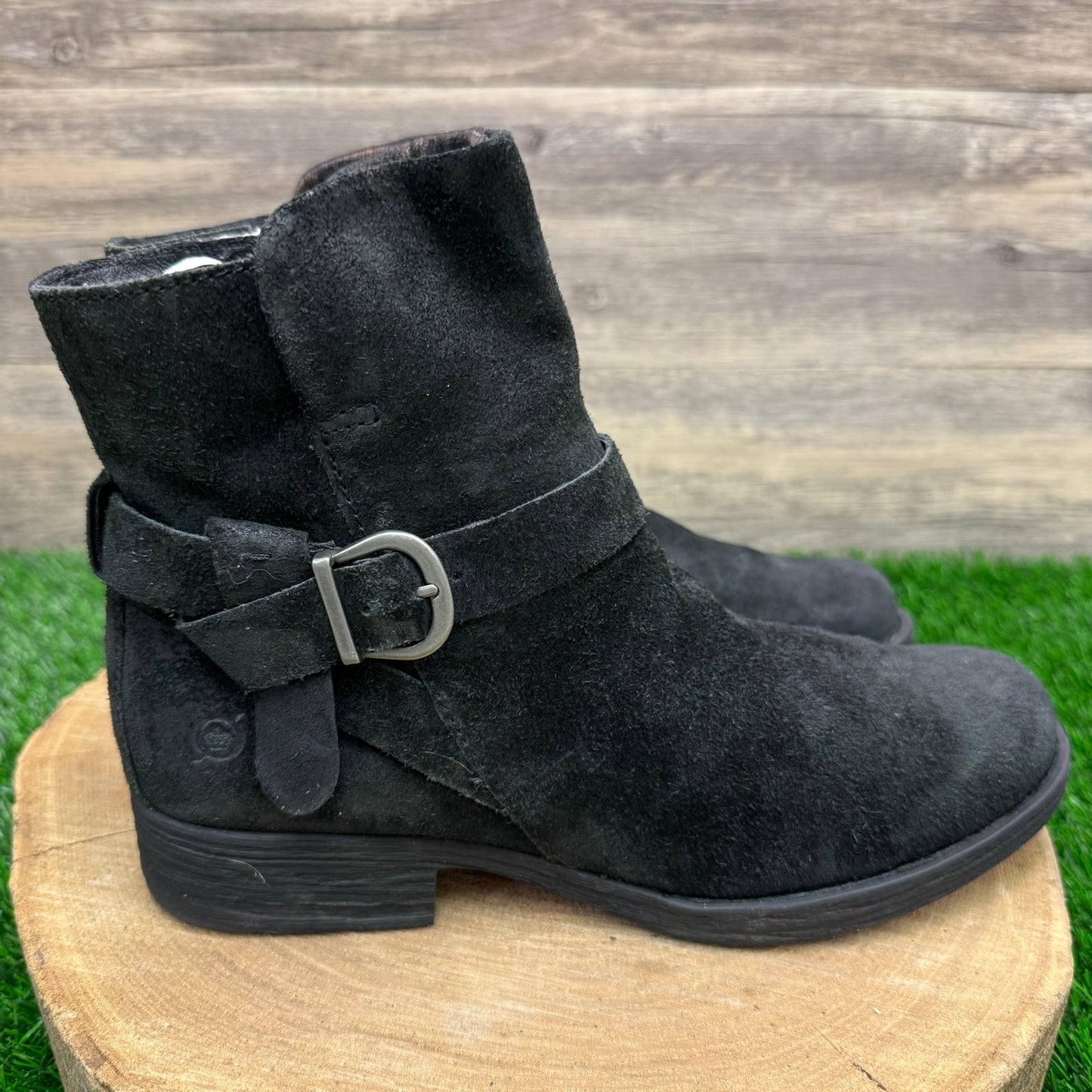 Born Women - Size 10M - Black Suede Harness Ankle Zipper Boots Style F50003
