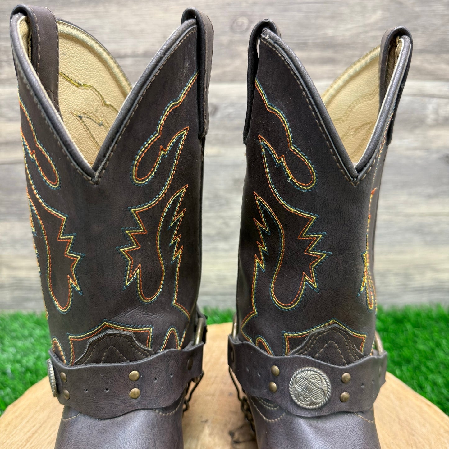 Smoky Mountain Youth - Size 1.5D - Dark Brown Harness Faux Leather Cowboys Boots 1064C