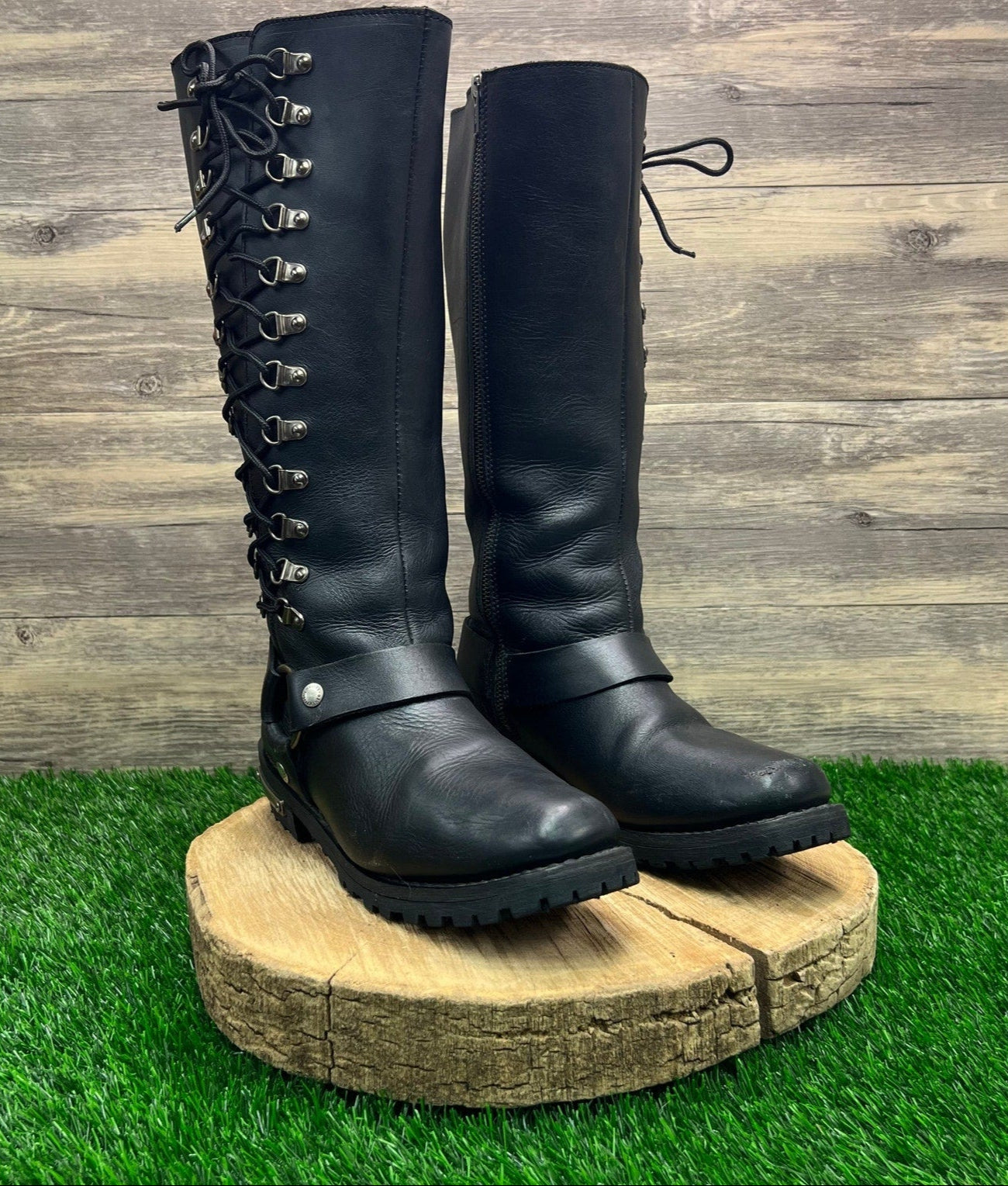 Milwaukee Women - Size 8 - Black Moto Harness Lace Boots MBL9365