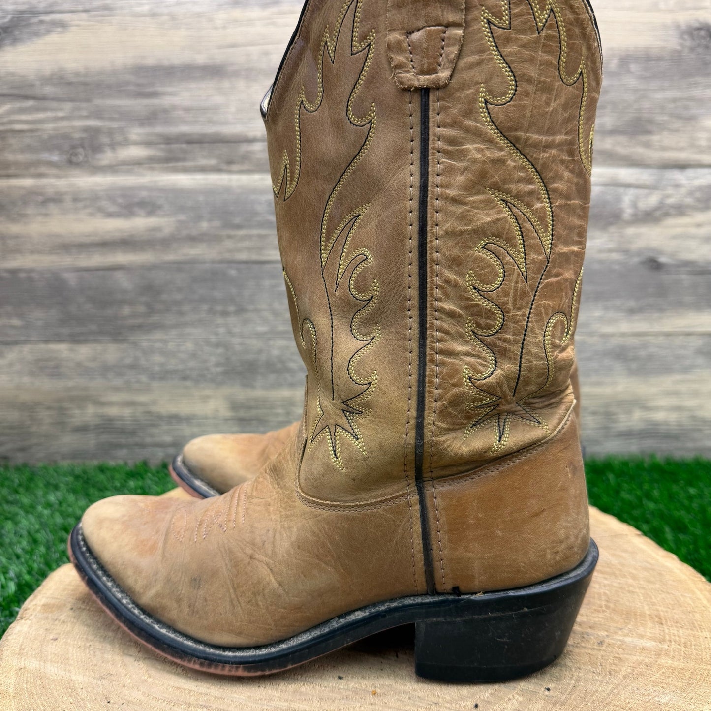 Old West Youth - Size 4.5 - Tan Cowboy Boots CCY7129G