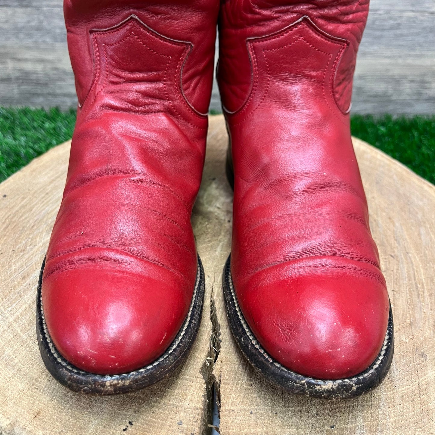 Justin Women - Size 5B - Vintage Red Ropers Cowboy Boots Style L3055