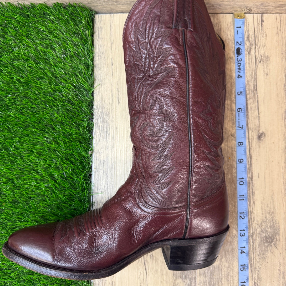 Dan Post Men - Size 8.5D - Vintage Burgundy Nappa Western Cowboy Boots 16773
