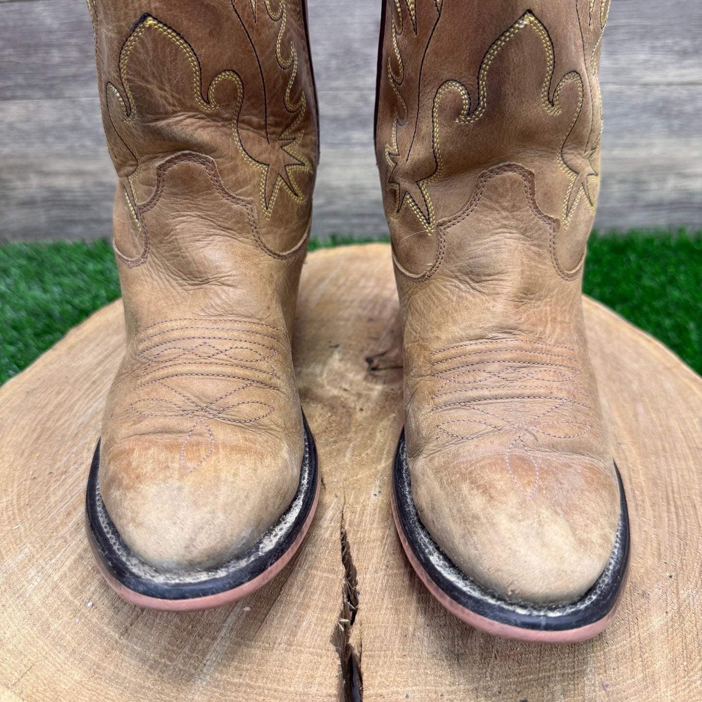 Old West Youth - Size 4.5 - Tan Cowboy Boots CCY7129G