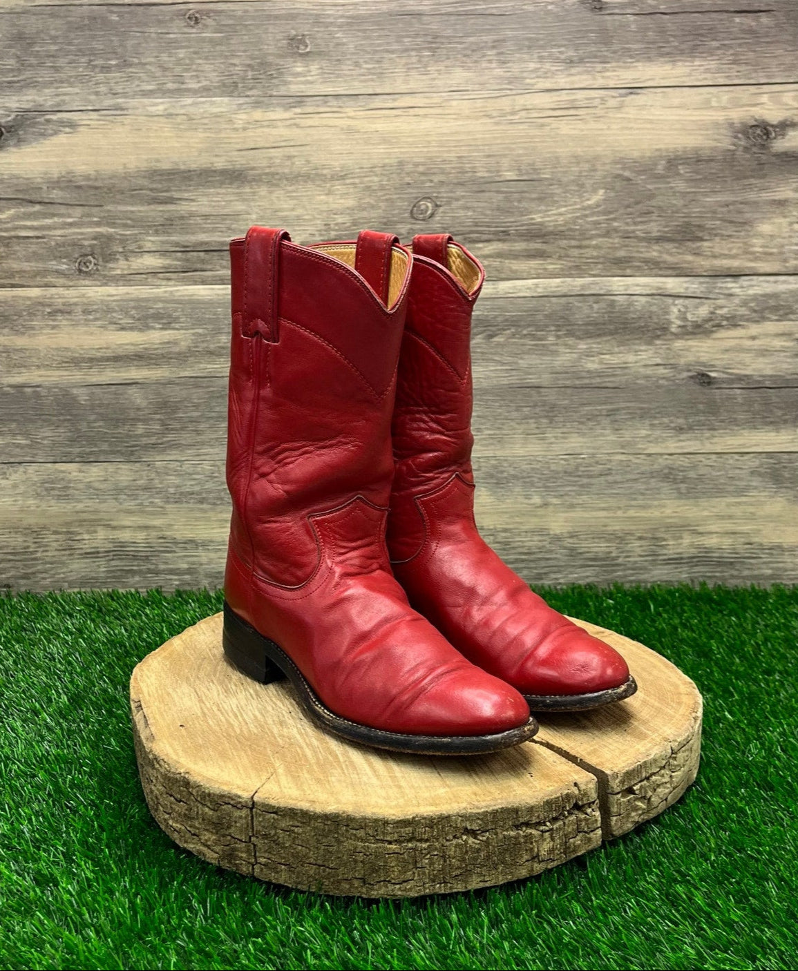 Justin Women - Size 5B - Vintage Red Ropers Cowboy Boots Style L3055