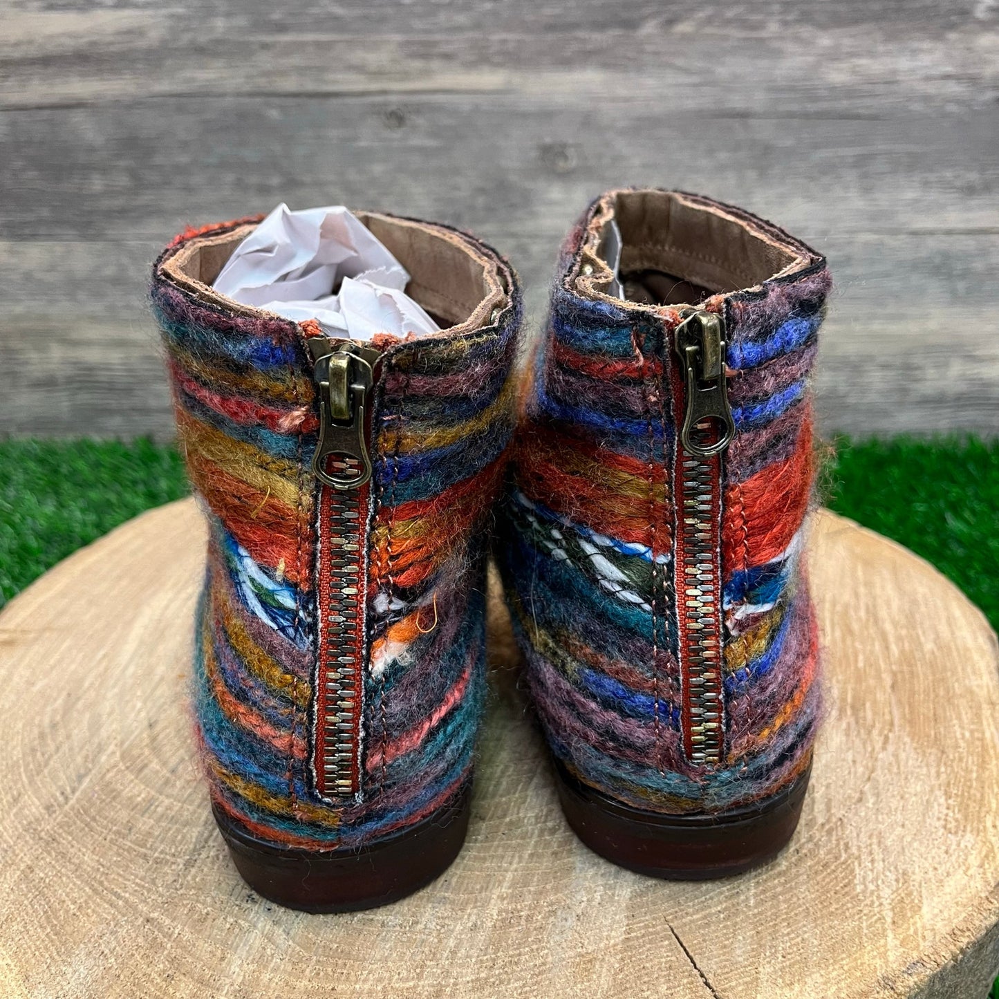 OTBT Women - Size 9 - Tan/Multi Tapestry Ankle Boots