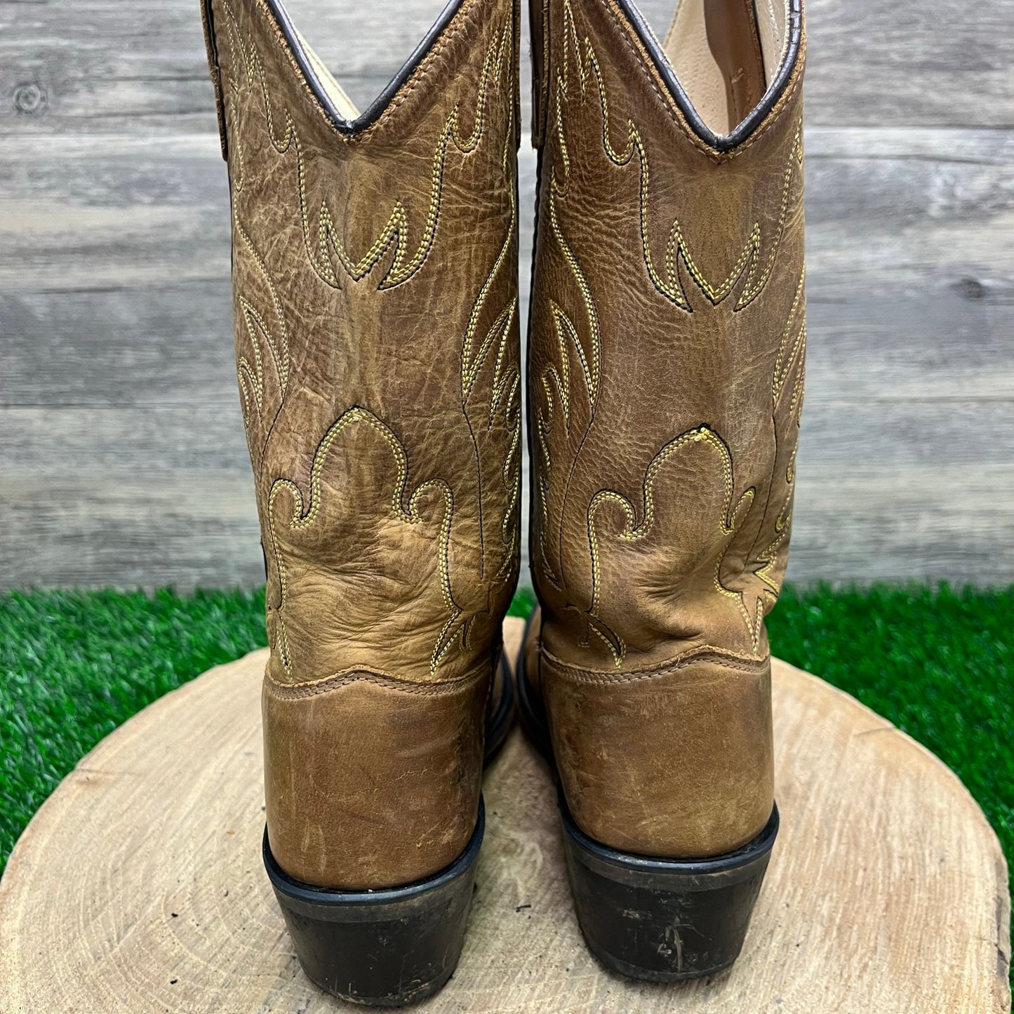 Old West Youth - Size 4.5 - Tan Cowboy Boots Style CCY8129G