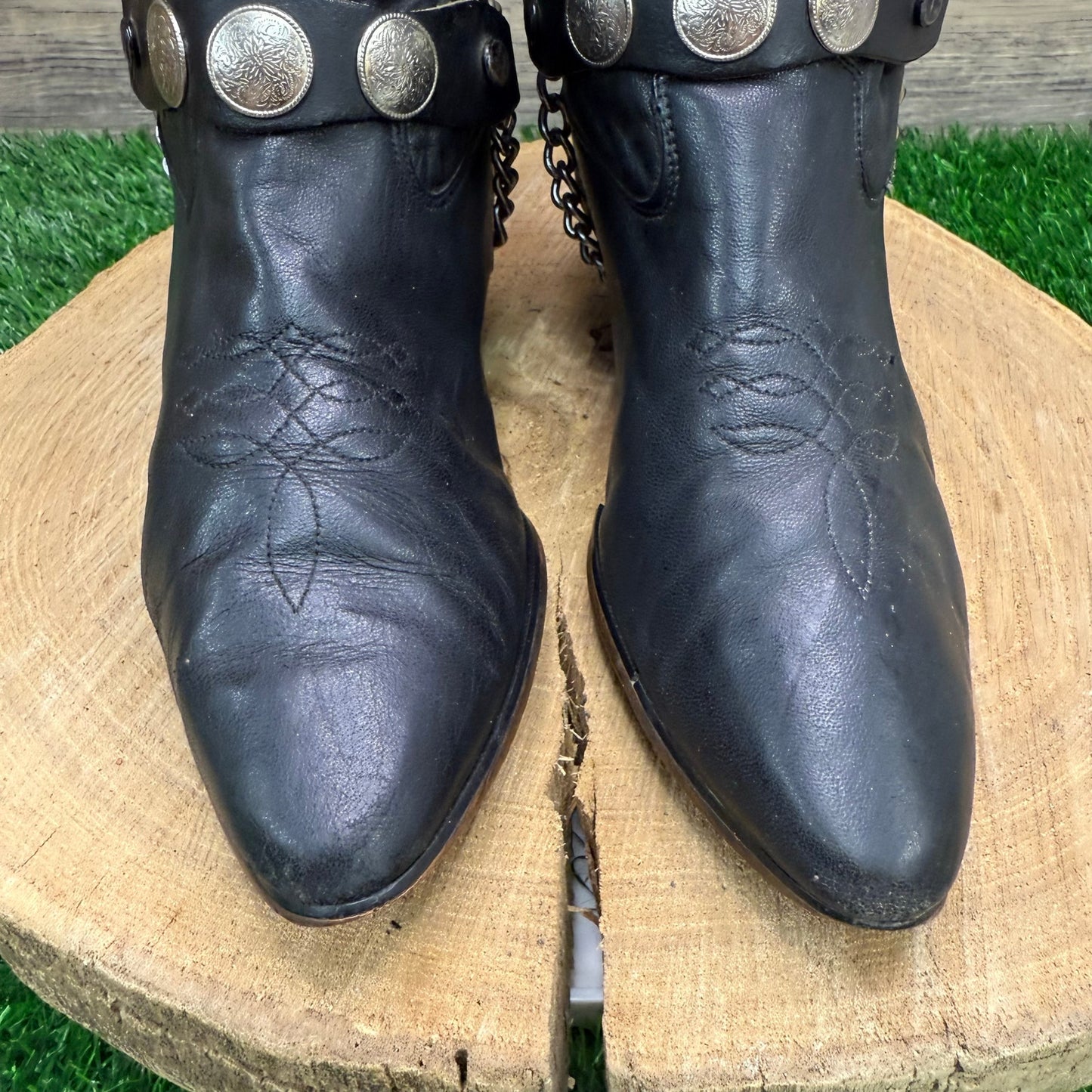 Laredo Women - Size 7M - Vintage Black Harness Cowboy Boots Style 47245