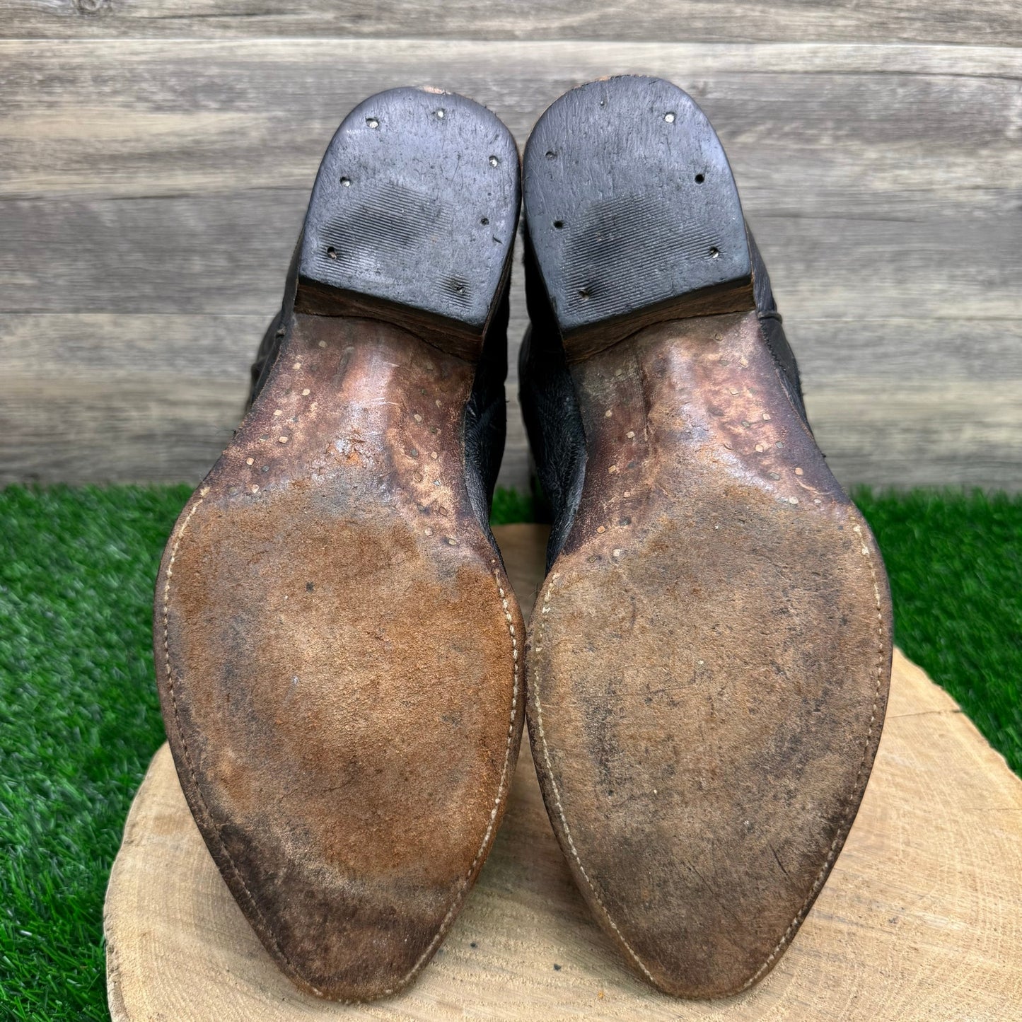 Botas ORC Men - Size 11.5D - Black Ostrich Patchwork Cowboy Boots
