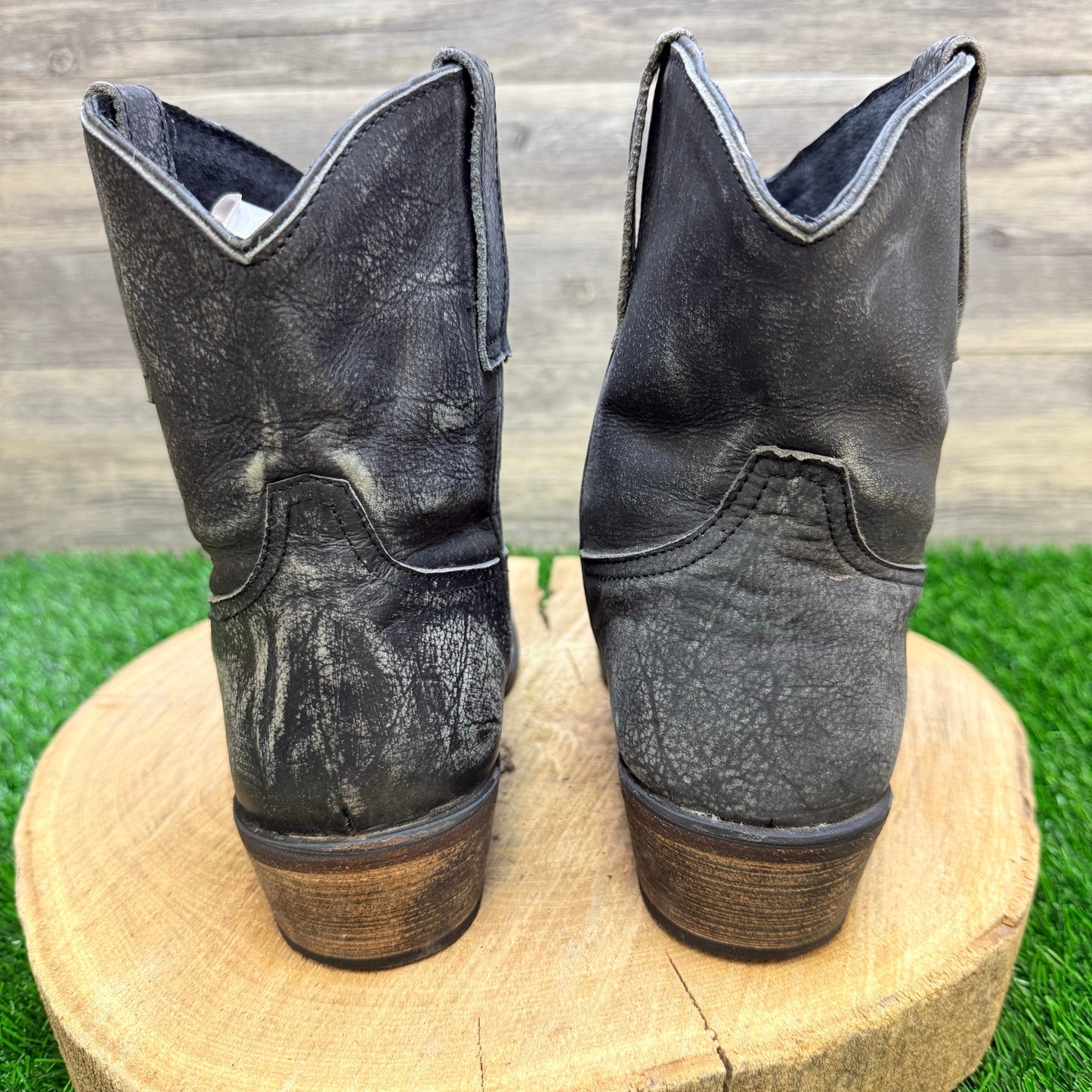 Roper Women - Size 8.5 - Black Distressed Ankle Boots