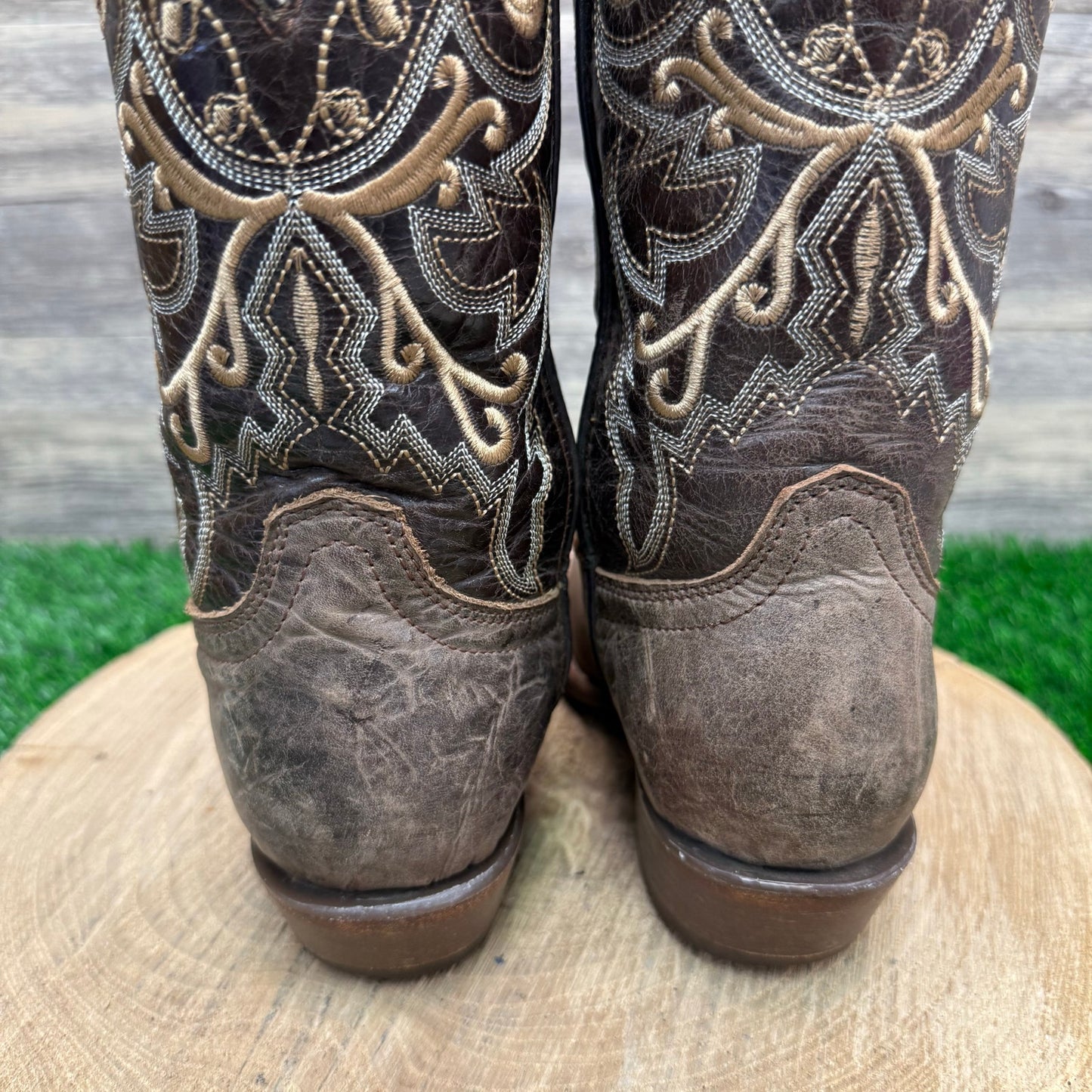 Texas Country Youth - Size 4.5 - Distressed Brown Square Toe Cowboy Boots