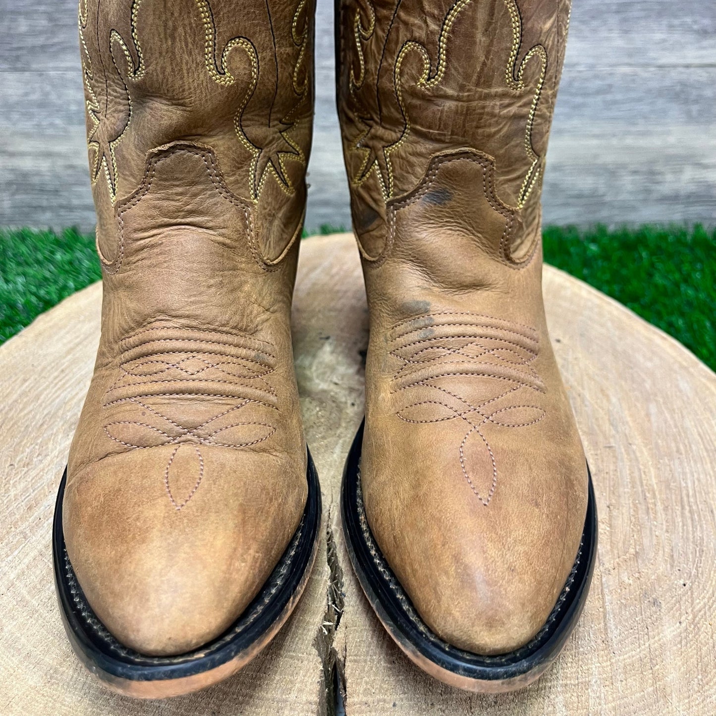 Old West Youth - Size 4.5 - Tan Cowboy Boots Style CCY8129G