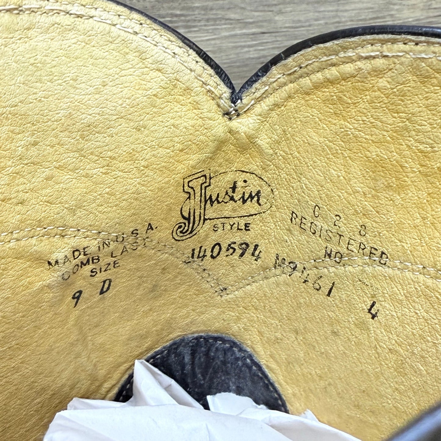 Justin Men - Size 9D - Black Exotic Roper Cowboy Boots USA J40594