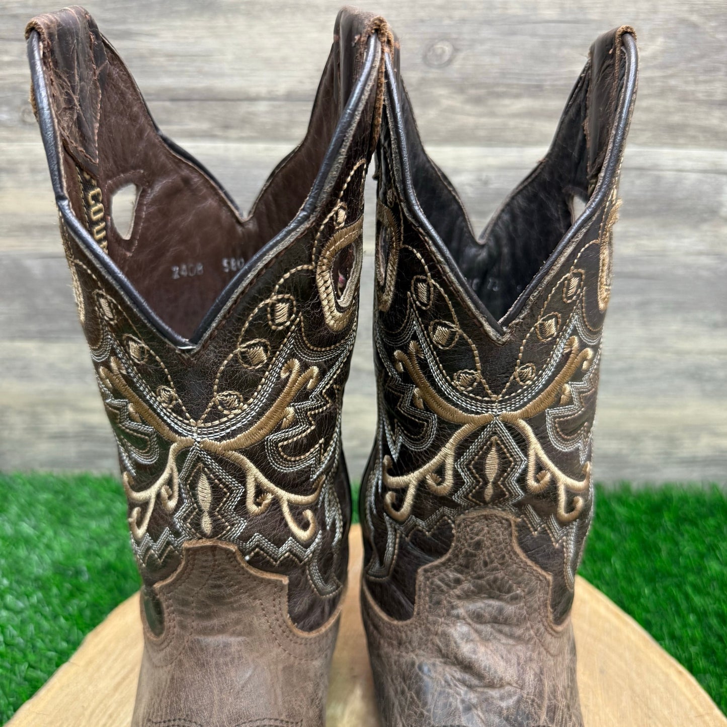 Texas Country Youth - Size 4.5 - Distressed Brown Square Toe Cowboy Boots