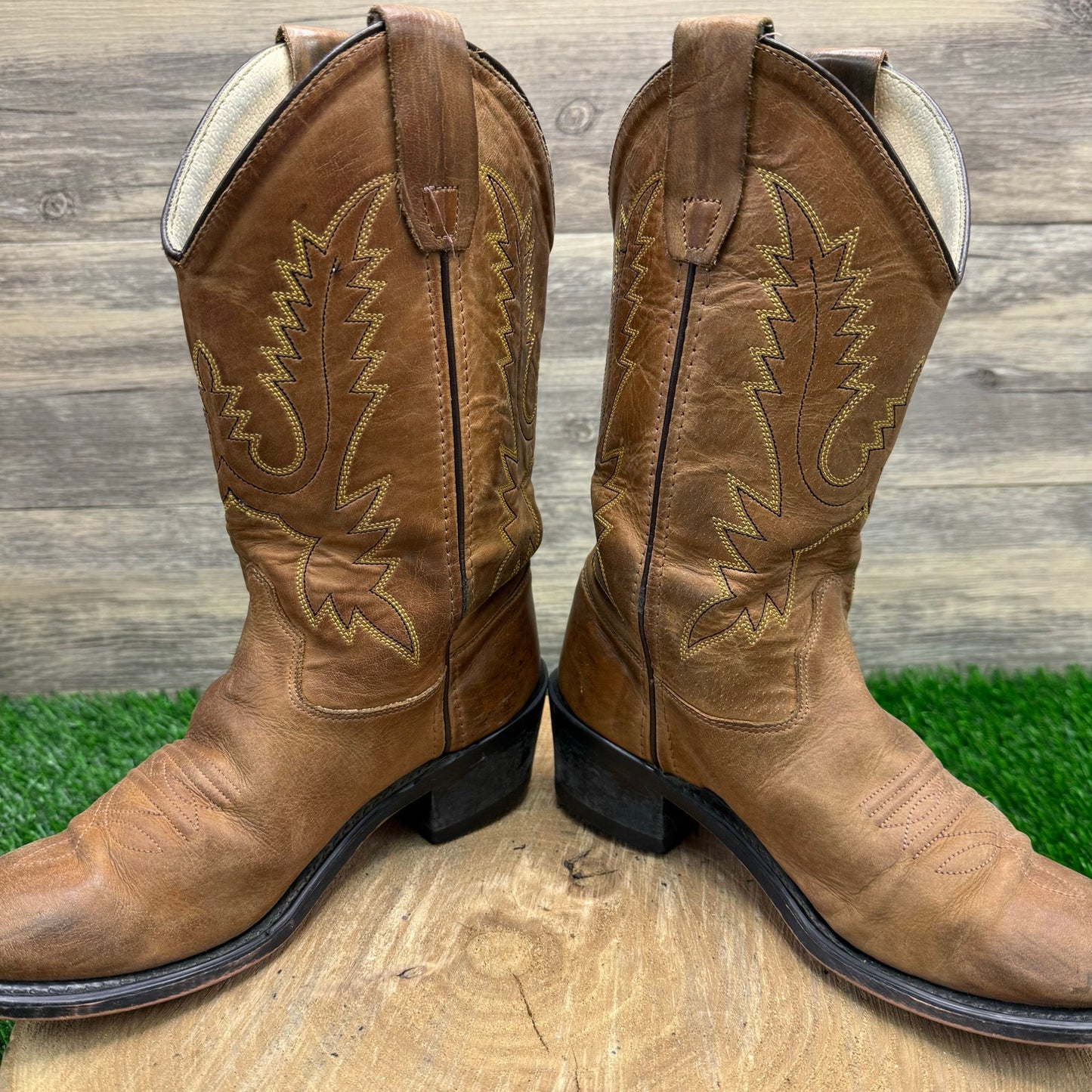 Old West Youth - Size 3.5 - Tan Cowboy Boots CCY1129G