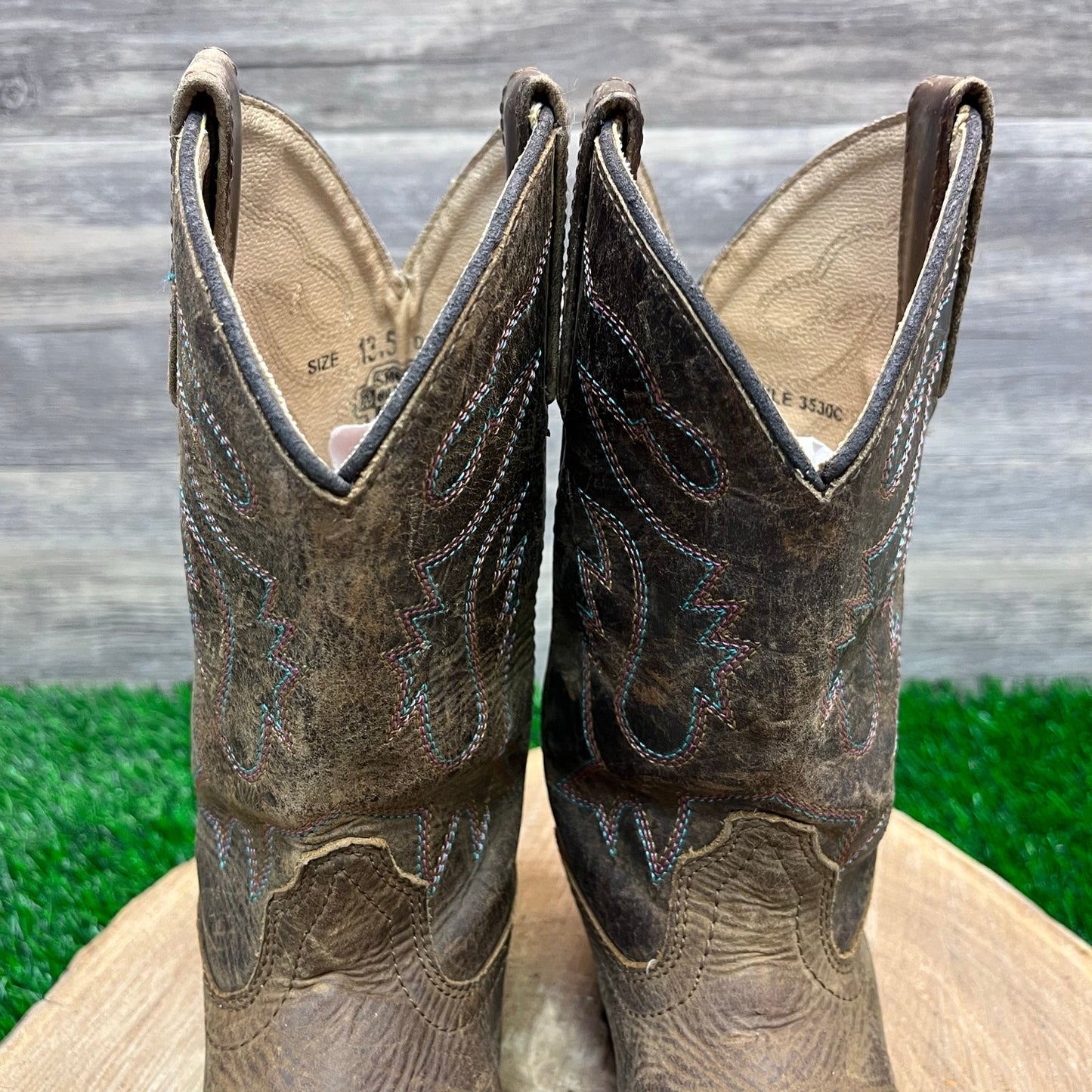 Smoky Mountain Youth - Size 13.5D - Distressed Brown Cowboy Boots Style 3530C
