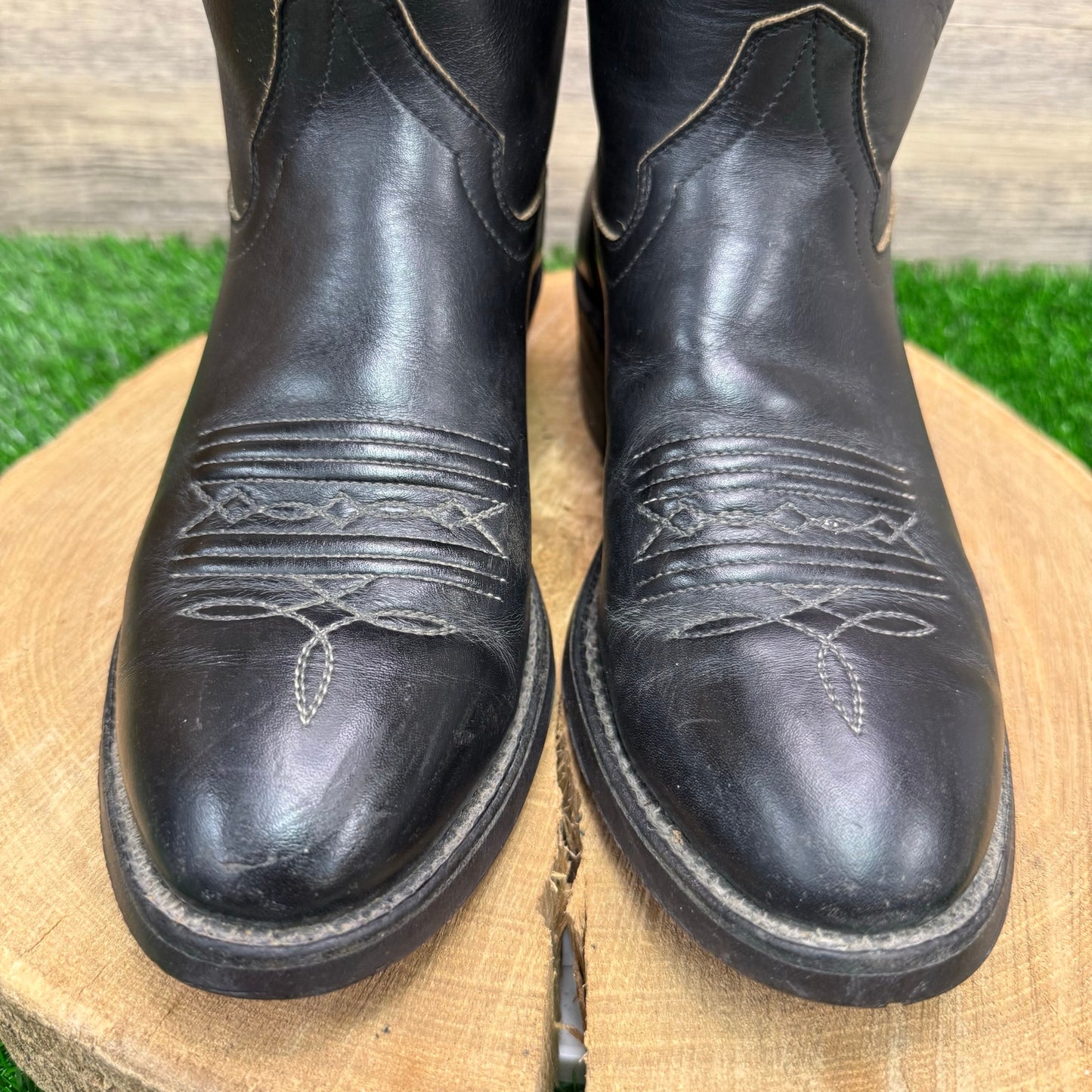 Hondo Boots Men - Size 7D - Vintage Black Cowboy Boots Style 7875