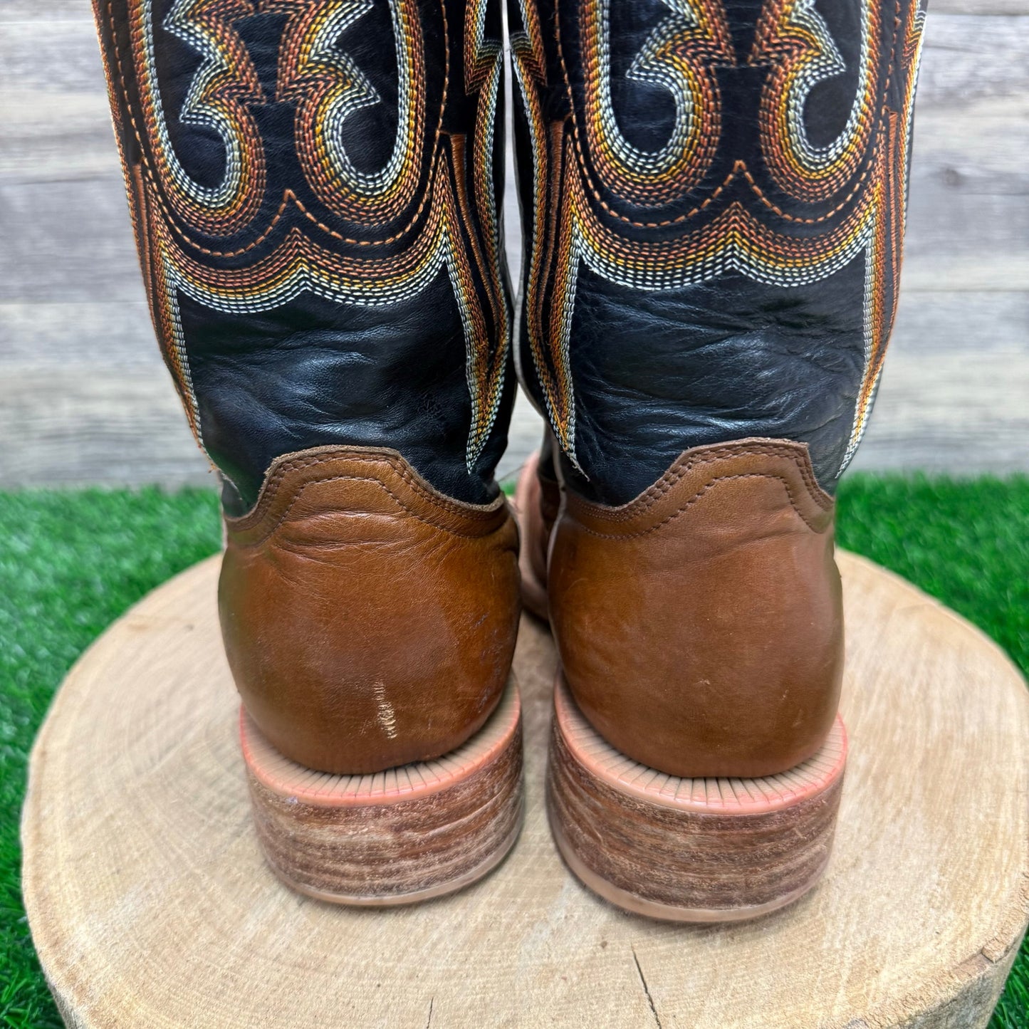 R. Watson Men - Size 8.5D - Brown/Black Square Toe Cowboy Boots Style 8028