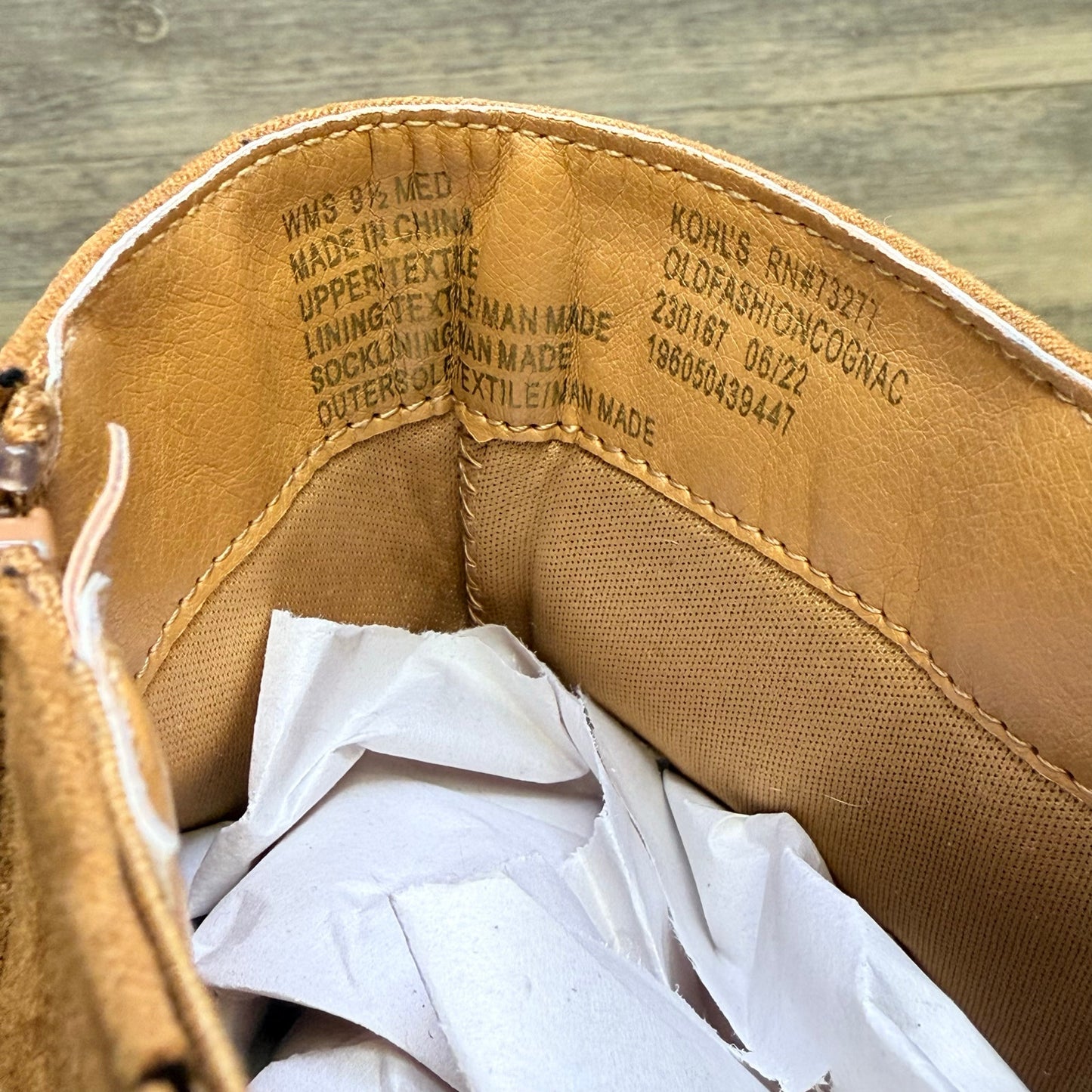 OS Women - Size 9.5M - Cognac Faux Suede Fringe Ankle Boots 73277