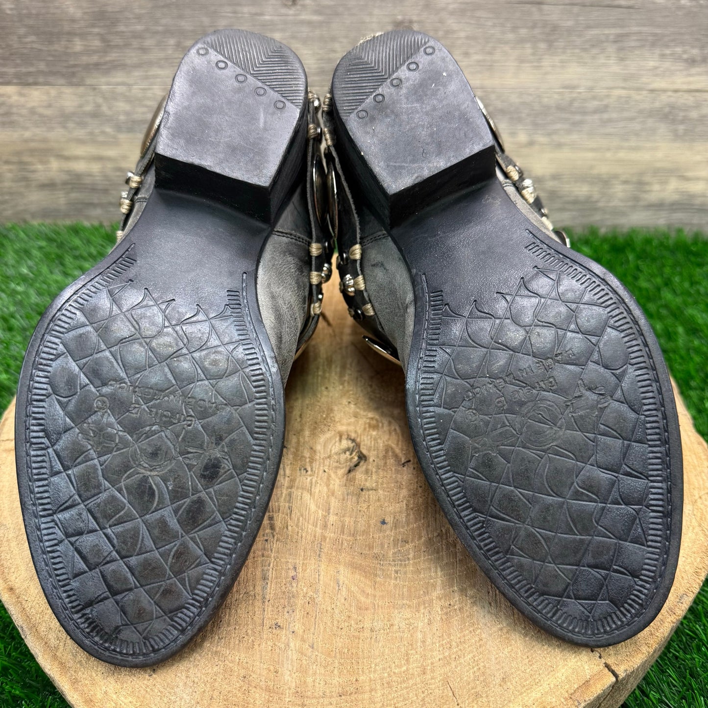 Circle G Women - Size 7 - Charcoal Black Harness Ankle Boots 05064