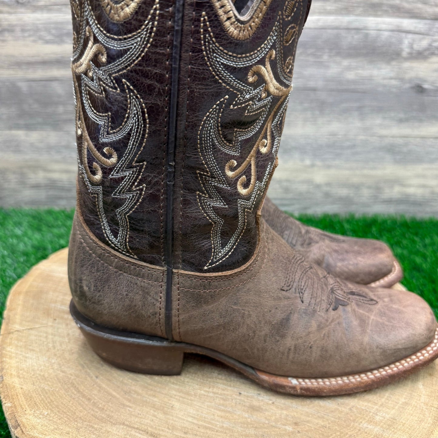 Texas Country Youth - Size 4.5 - Distressed Brown Square Toe Cowboy Boots