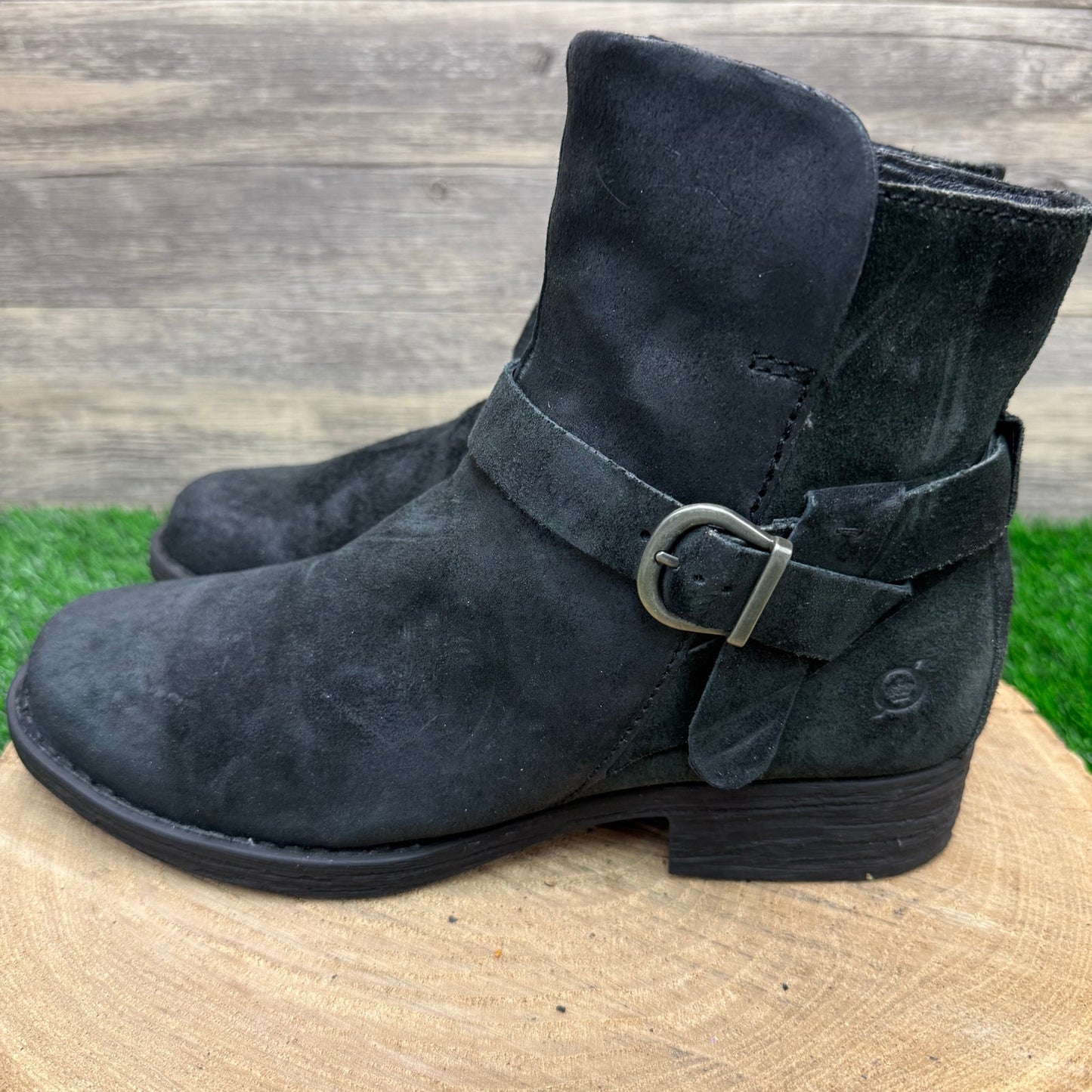 Born Women - Size 10M - Black Suede Harness Ankle Zipper Boots Style F50003