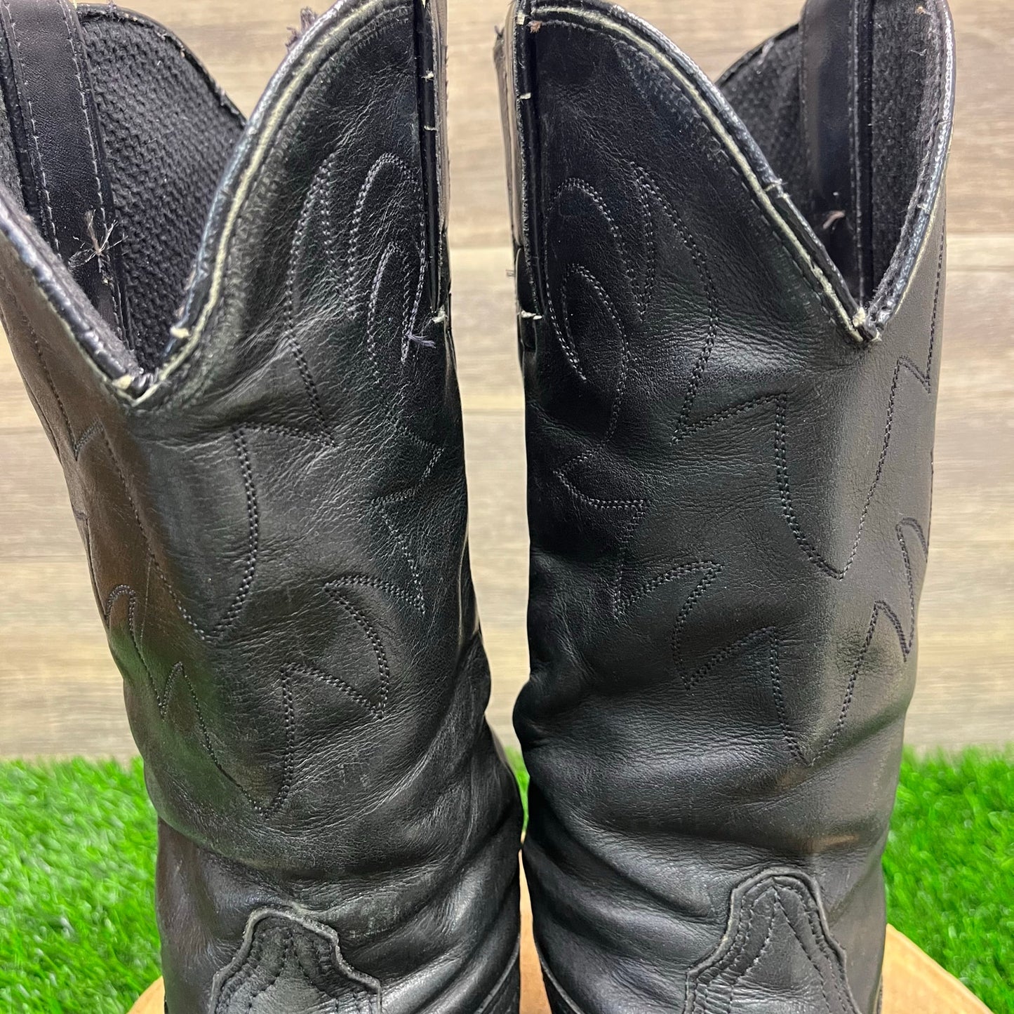 Durango Women - Size 8M - Vintage Black Slouch Toe Plate Cowboy Boots Style 1292