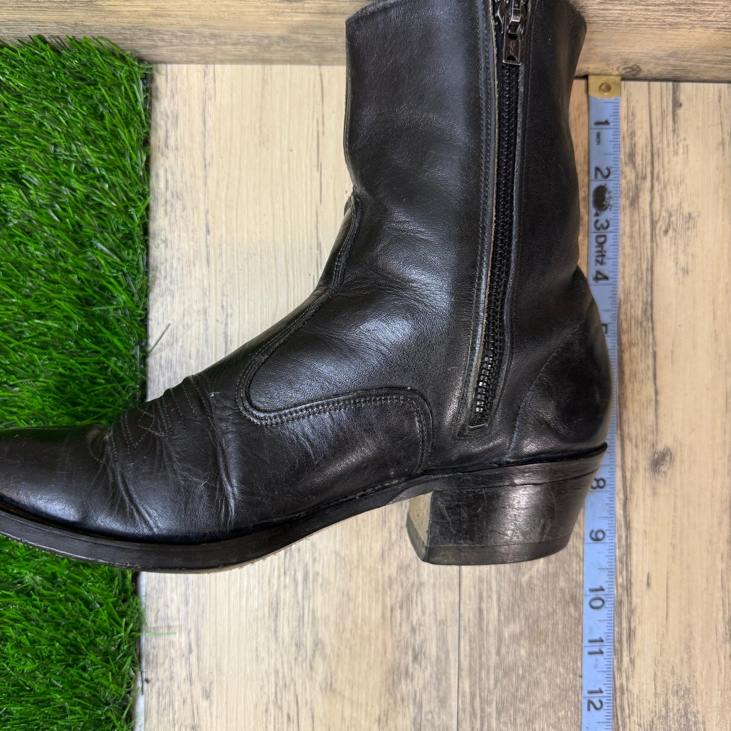 Texas Men - Size 7.5D - Vintage Black Zipper Western Cowboy Boots 350