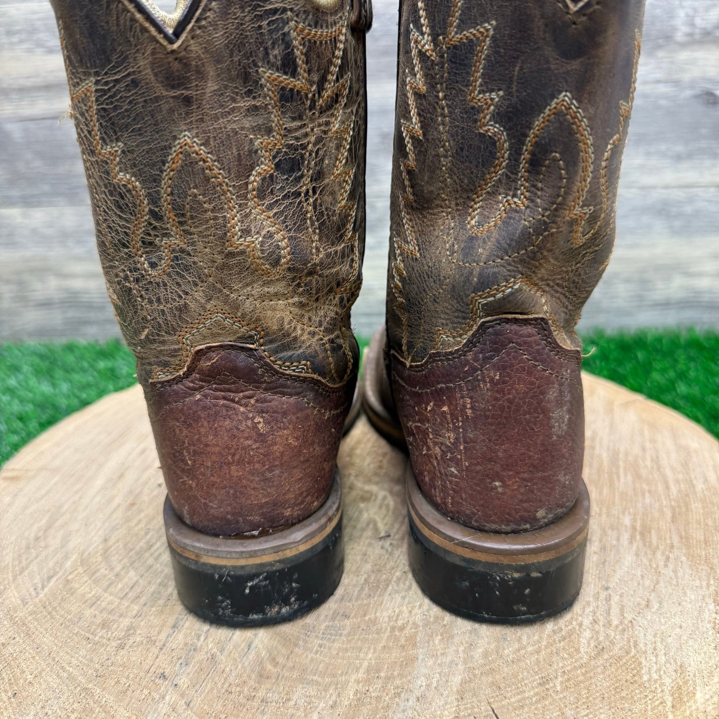 Smoky Mountain Youth - Size 1R - Brown Square Toe Cowboy Boots Style 3662C
